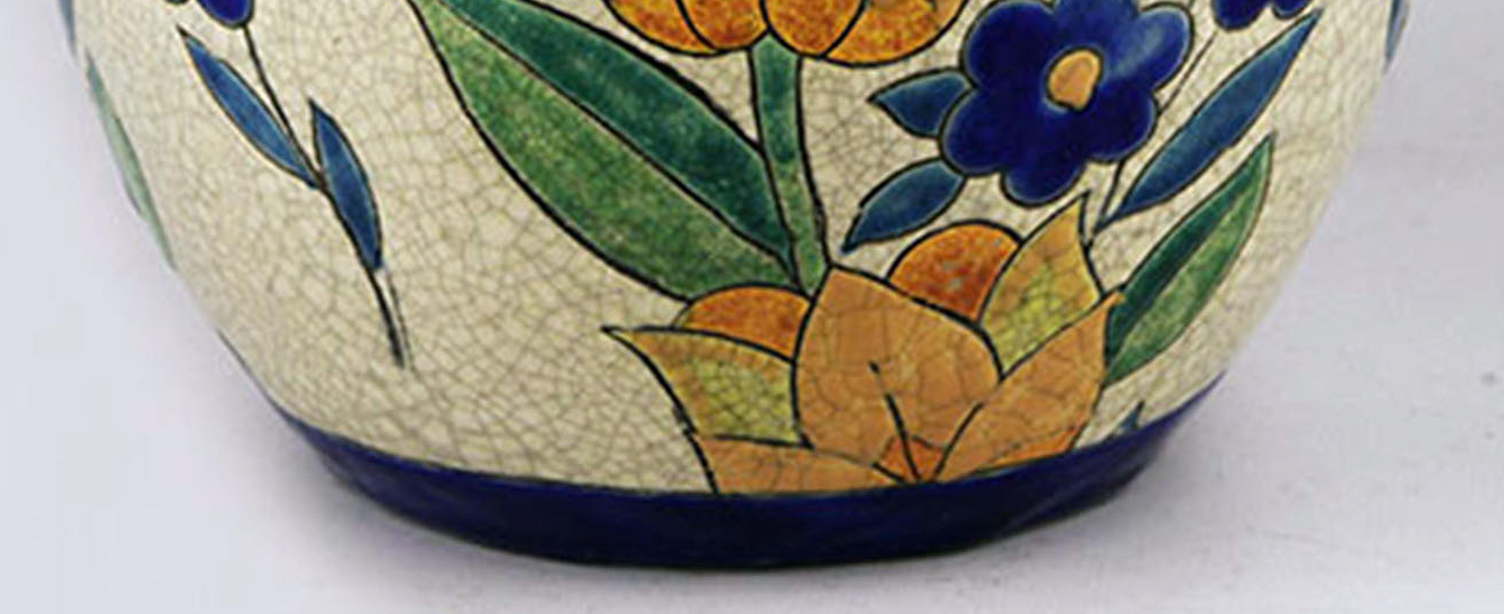 Vaso Art Déco belga in ceramica/ceramica simile a Charles Catteau for Boch Freres in vendita 1