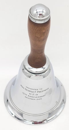 Art Deco “Bell of the Ball” Chrome & Wood Bell Cocktail Shaker 1946 Presentation