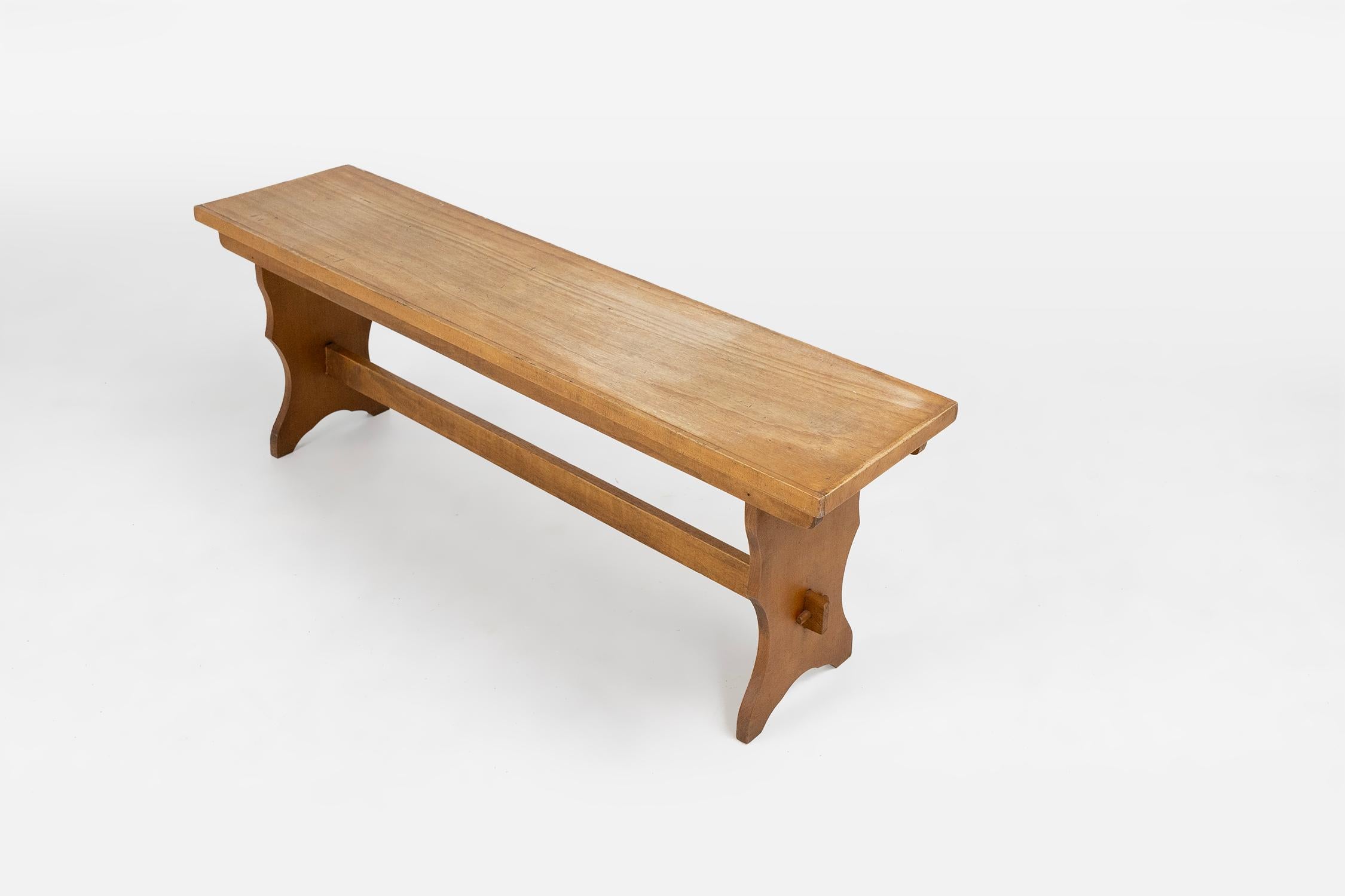 Art Deco Art deco bench in solid oak wood, France ca. 1940 For Sale
