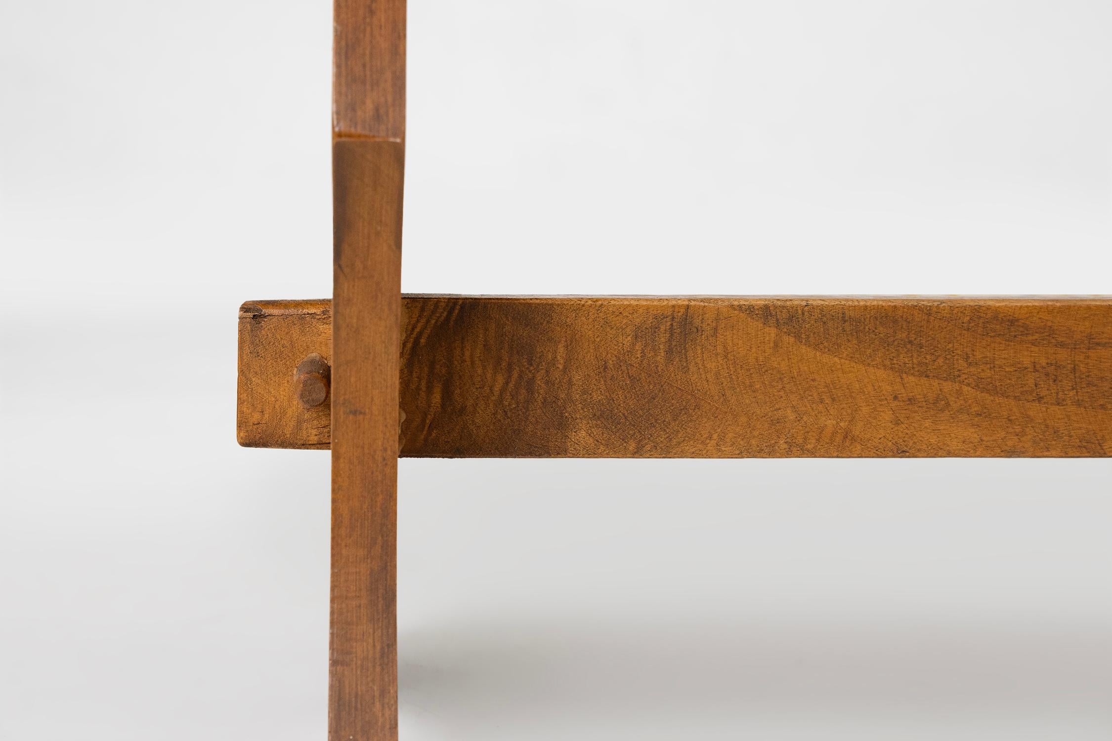 Art deco bench in solid oak wood, France ca. 1940 For Sale 1