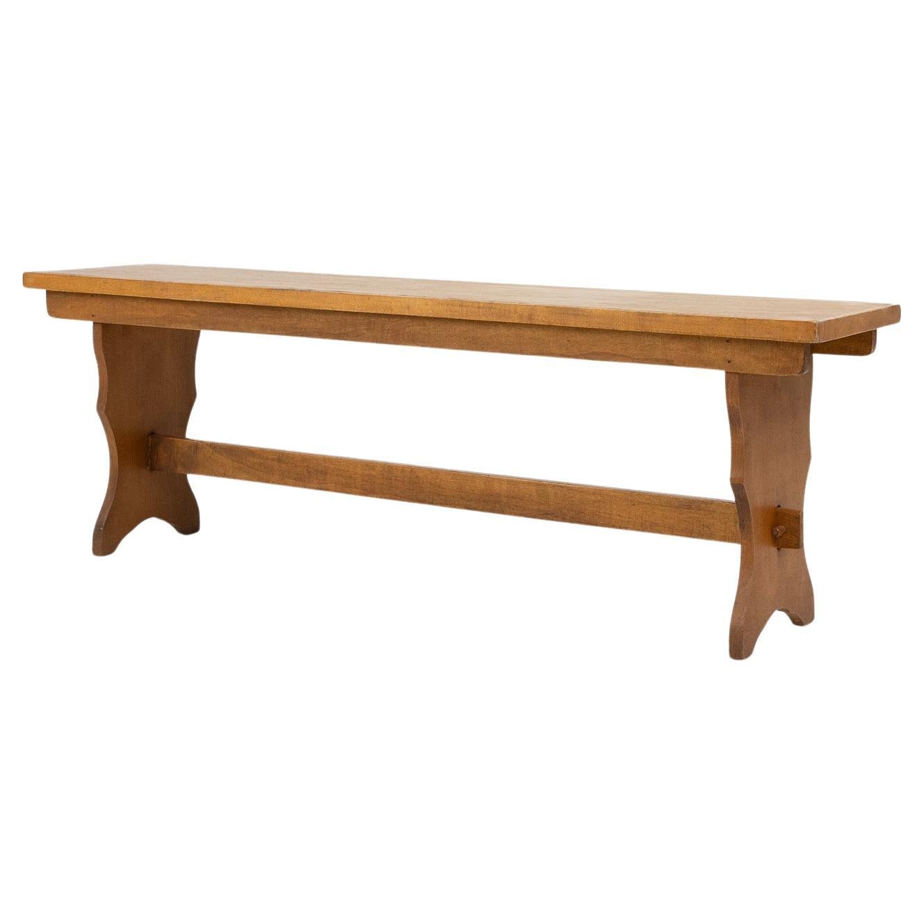 Art deco bench in solid oak wood, France ca. 1940 For Sale