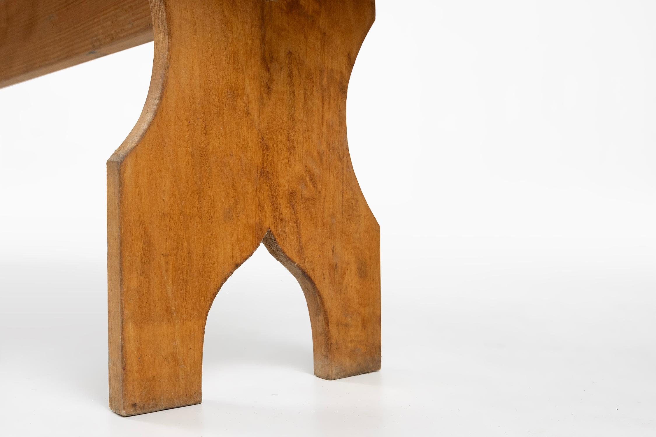 Milieu du XXe siècle Banc Art déco en bois massif, France, vers 1940 en vente