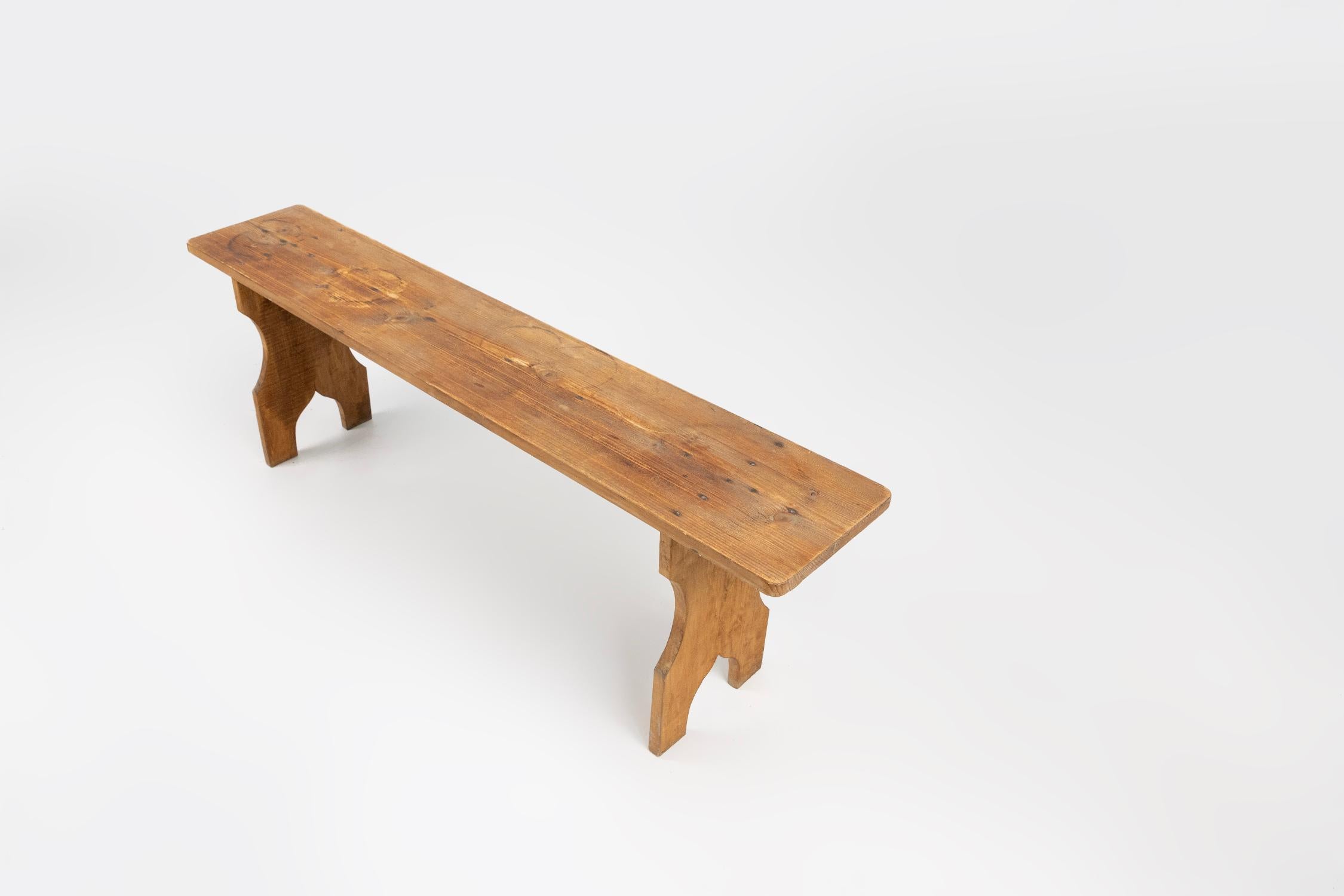 Banc Art déco en bois massif, France, vers 1940 en vente 2