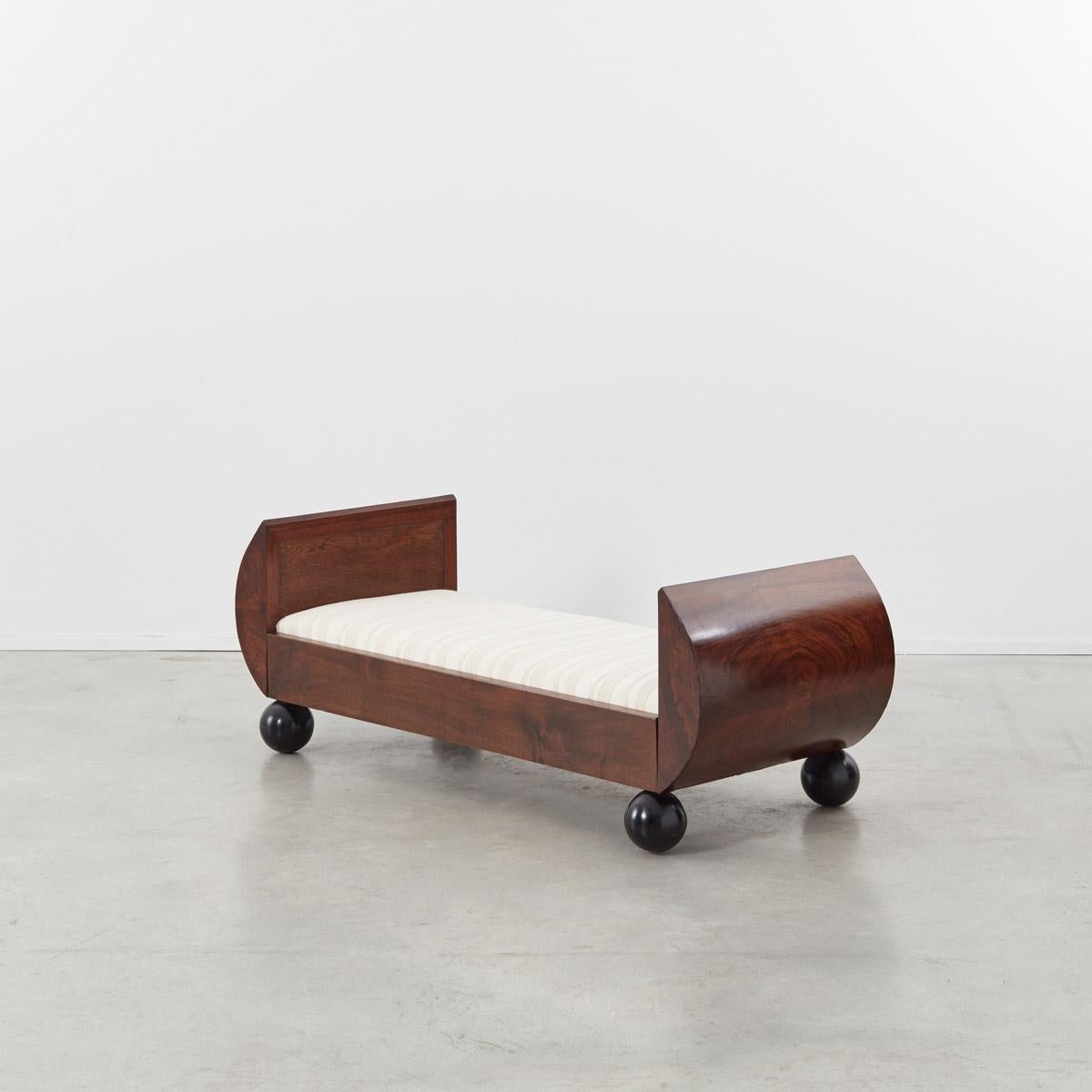 French Art Deco Bench with Ball Feet, France, circa 1930