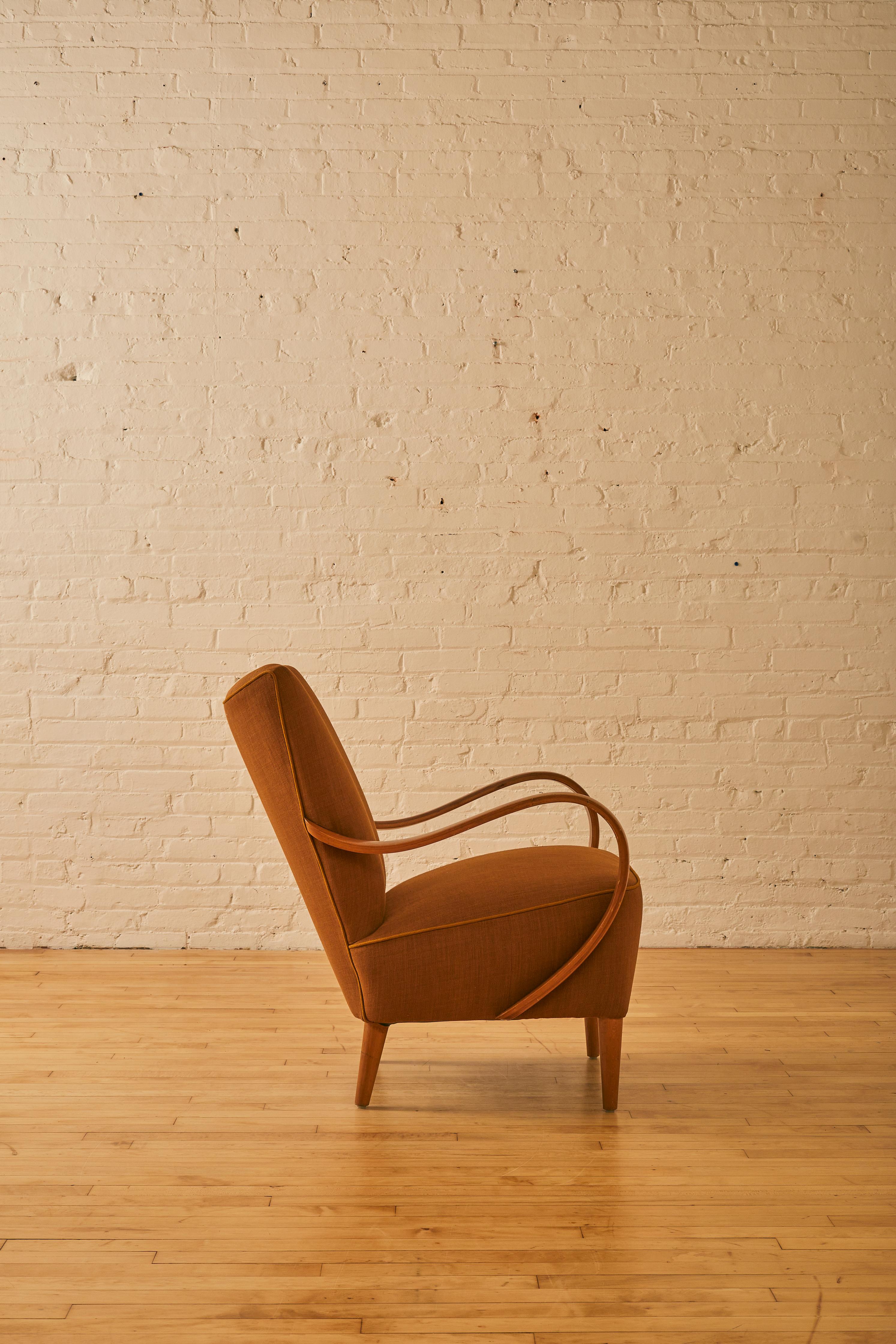 Italian Art Deco Bentwood Armchair, C. 1940