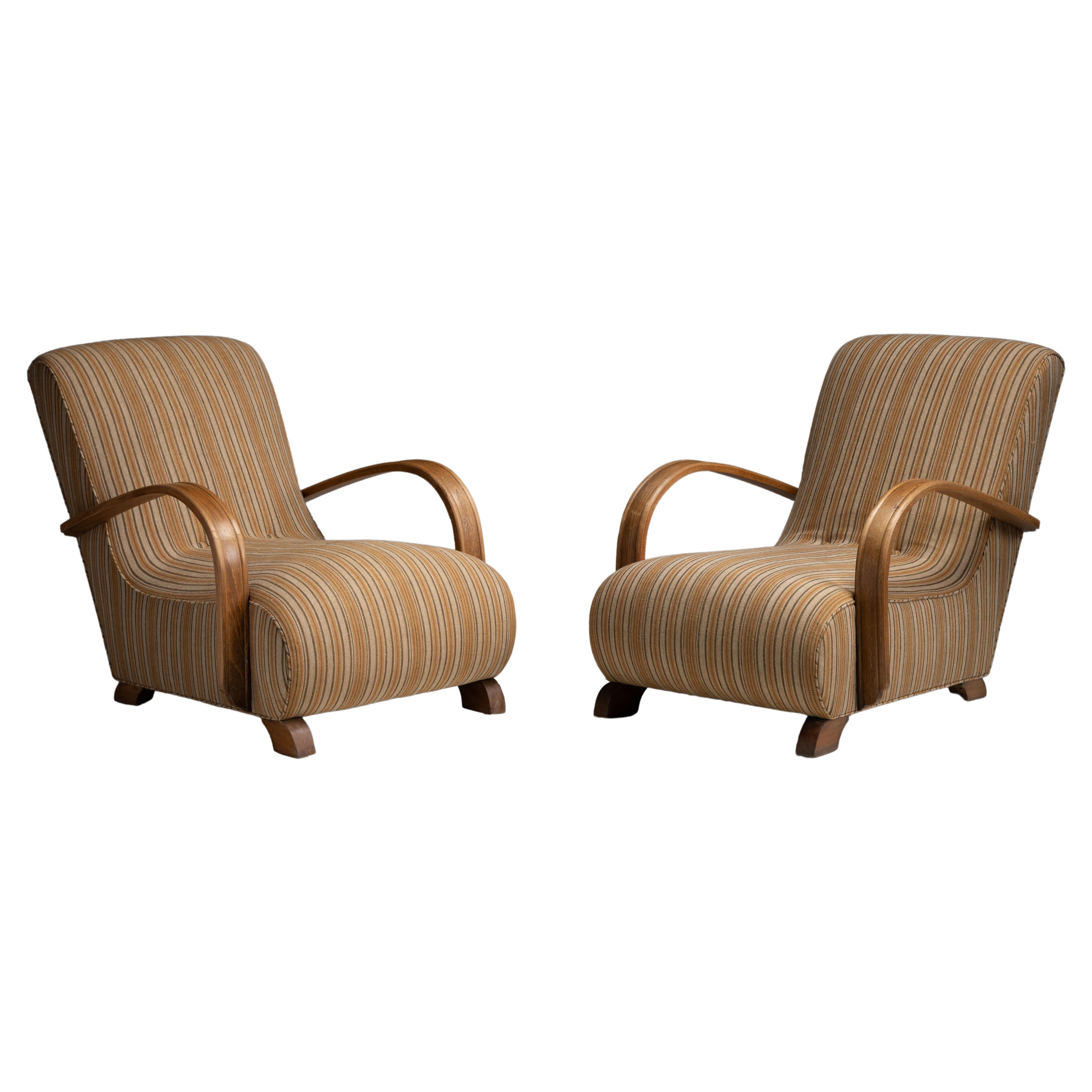 Art Deco Bentwood Armchairs, England circa 1930