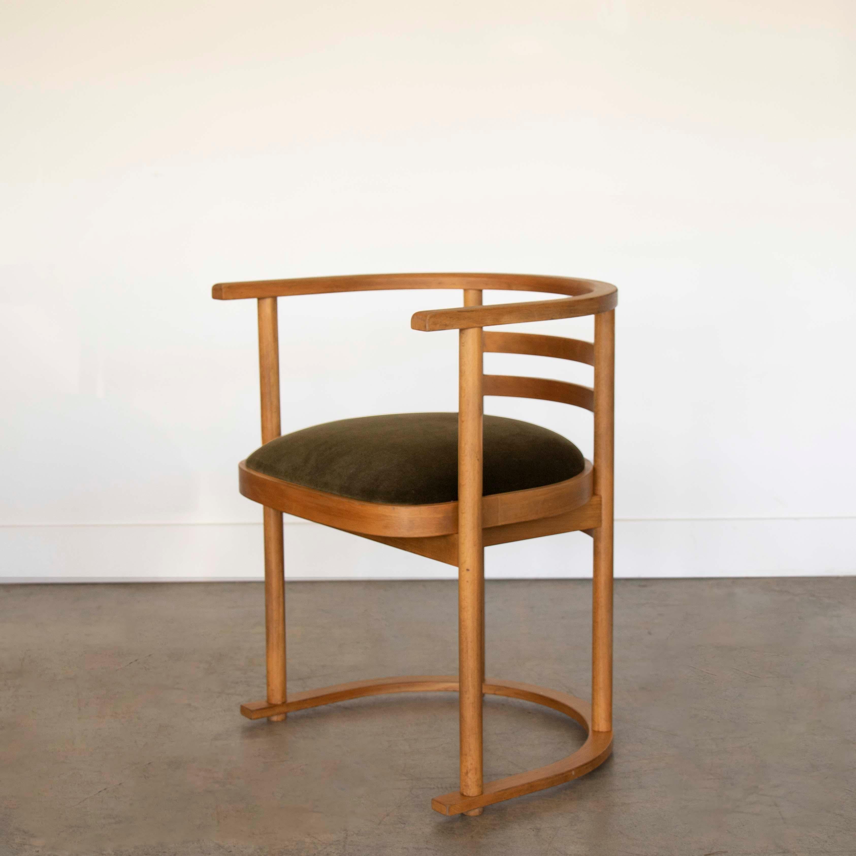 Velluto Sedie in bengala Art Déco nello stile di Josef Hoffmann, set di 4 pezzi in vendita