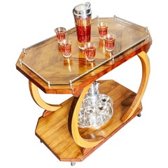 Art Deco Bentwood Circular Trolley Bar Cart