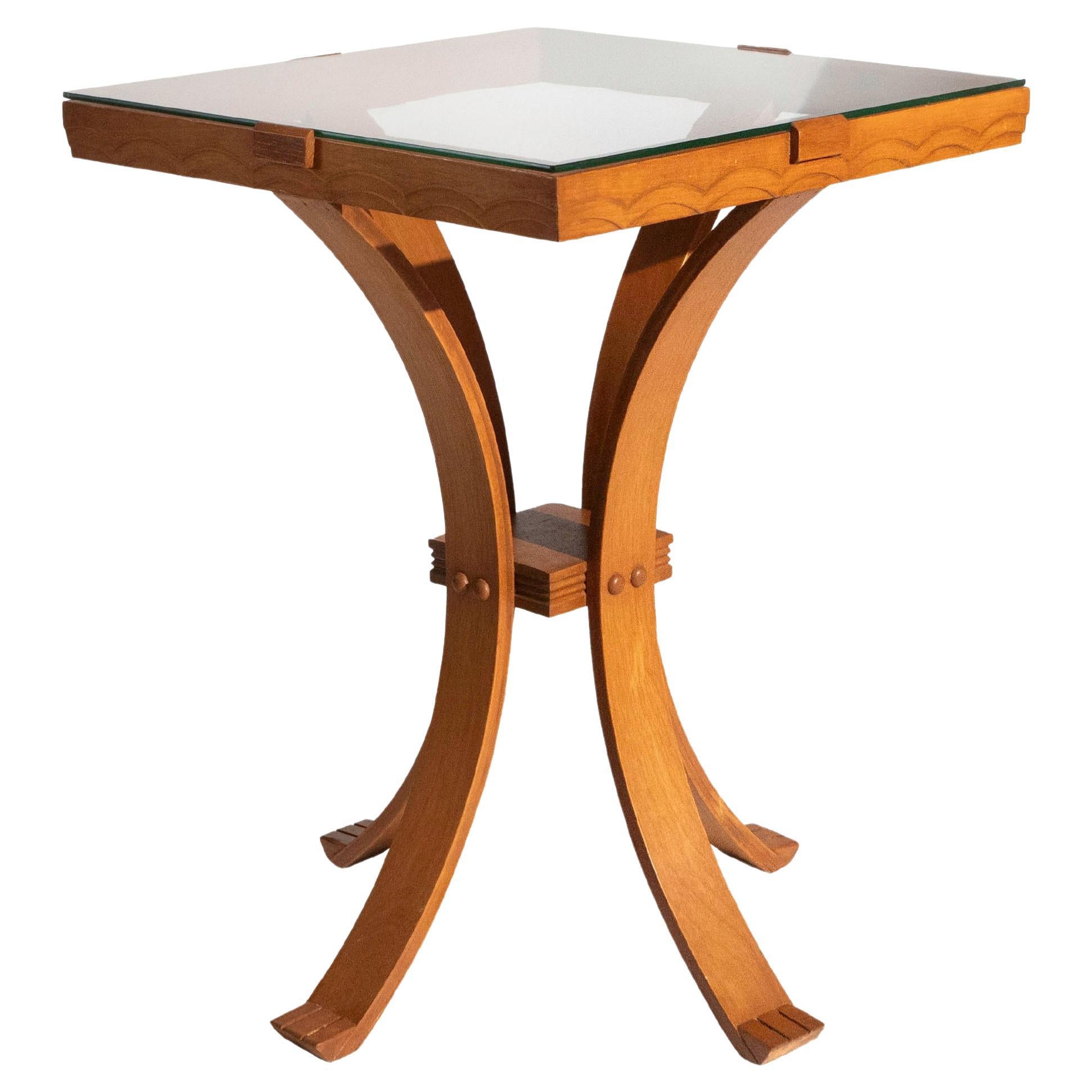 Art Deco Bentwood Glass Top Side Table, 1940's im Angebot
