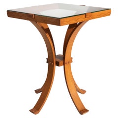 Art Deco Bentwood Glass Top Side Table, 1940's