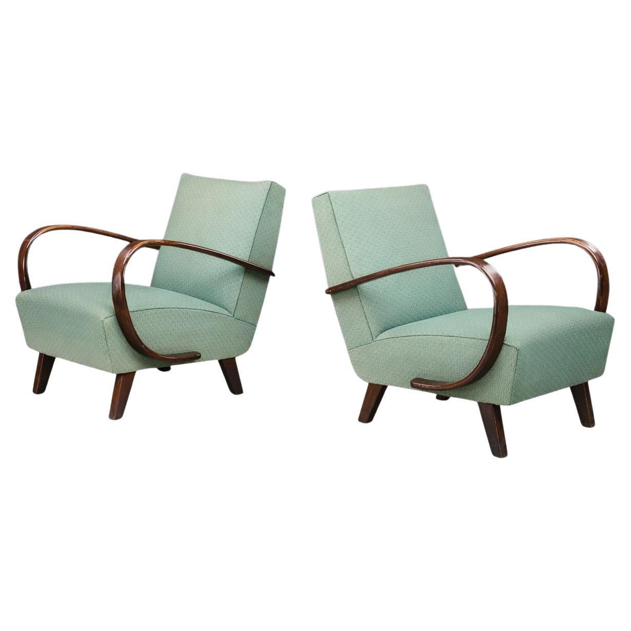 Art Deco Bentwood Lounge Chairs by Jindřich Halabala, Pair, 1940s Cz For Sale