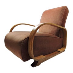 Retro Art Deco Bentwood Upholstered Pink Armchair for Heals, 1920s