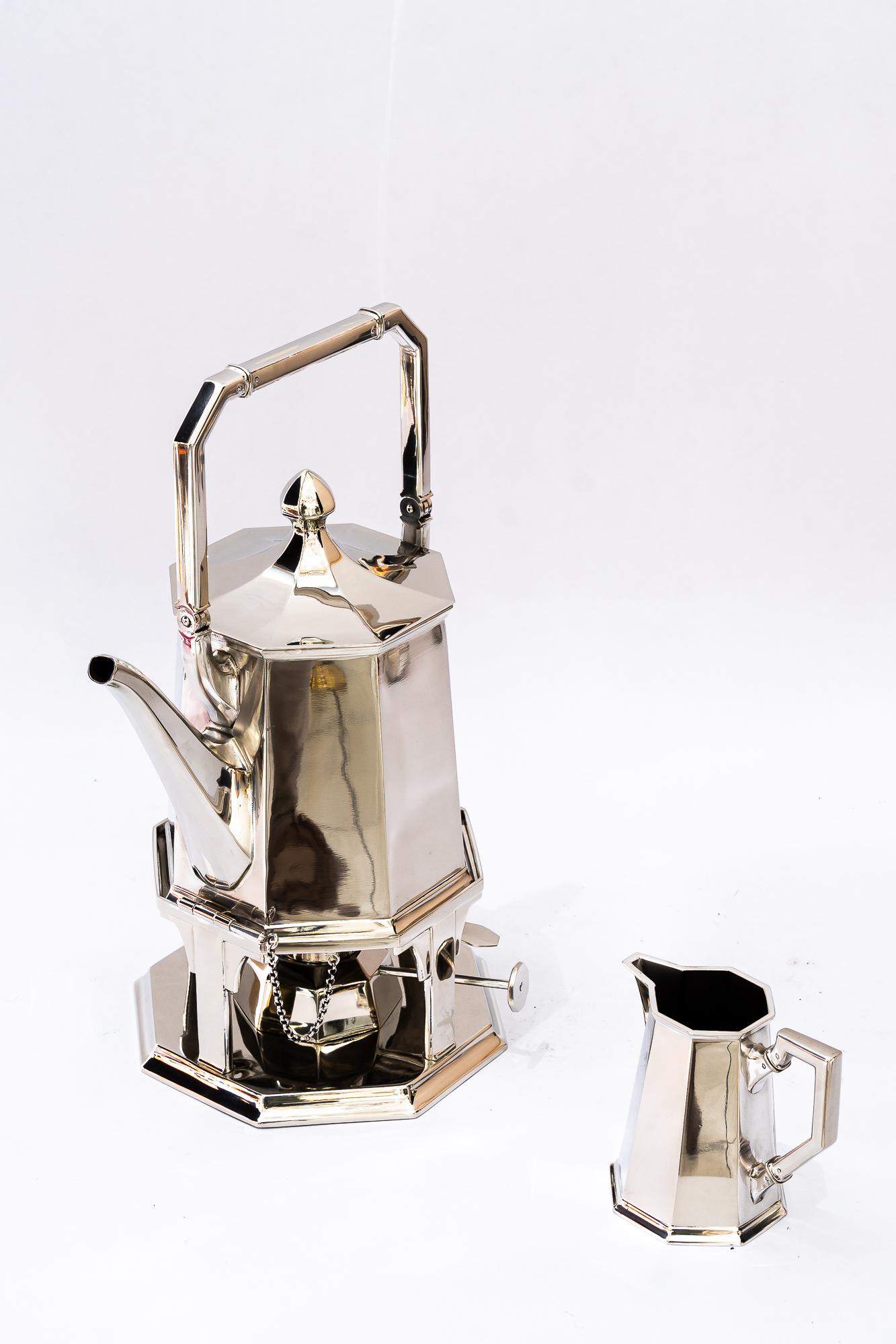 Art Deco Berndorf ( marked ) Alpaca water boiler set vienna around 1920s
Polished