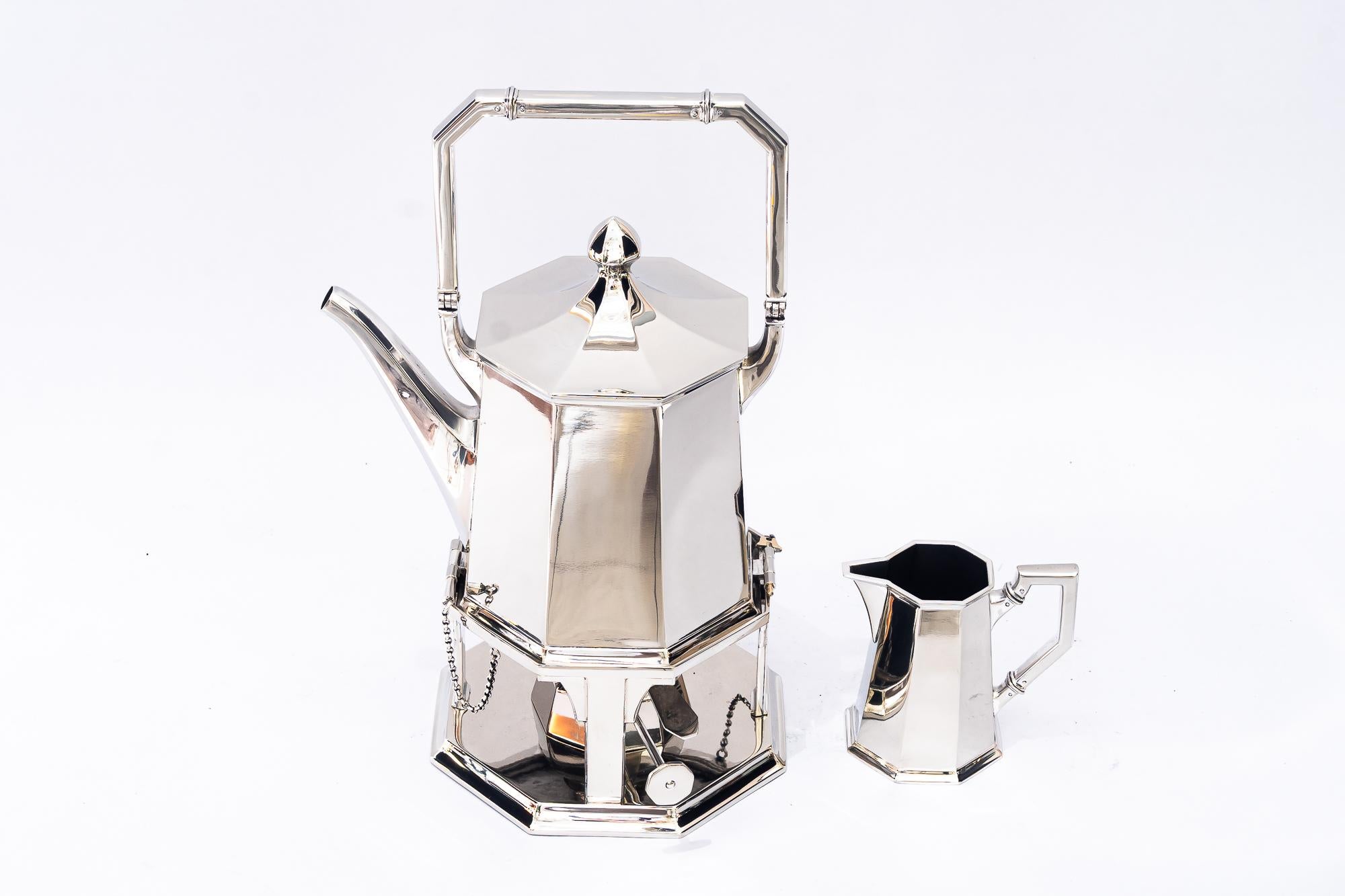 Early 20th Century Art Deco Berndorf ( marked ) Alpaca water boiler set vienna around 1920s For Sale