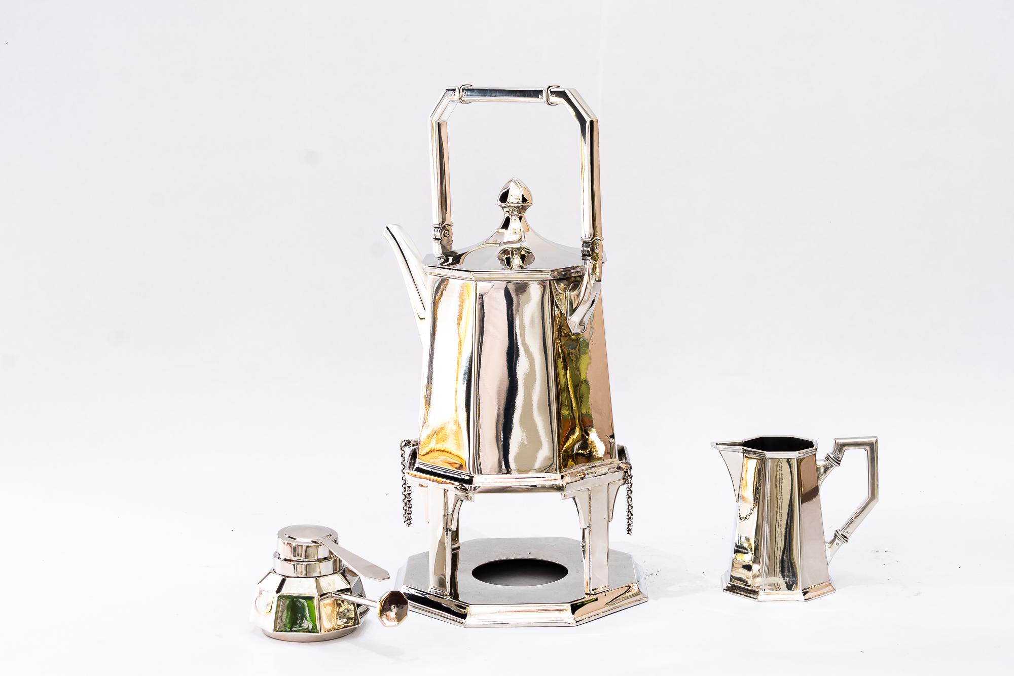 Art Deco Berndorf ( marked ) Alpaca water boiler set vienna around 1920s For Sale 1