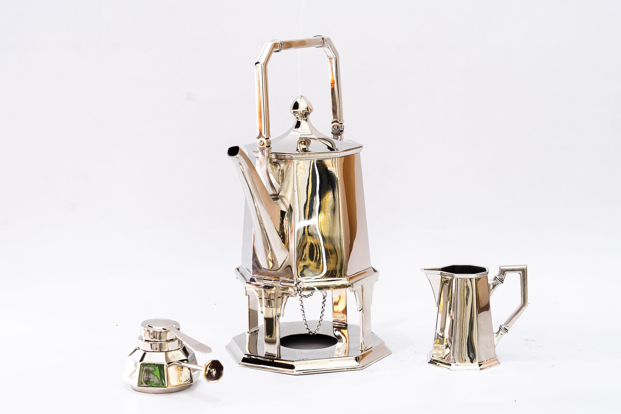 Art Deco Berndorf ( marked ) Alpaca water boiler set vienna around 1920s For Sale 2