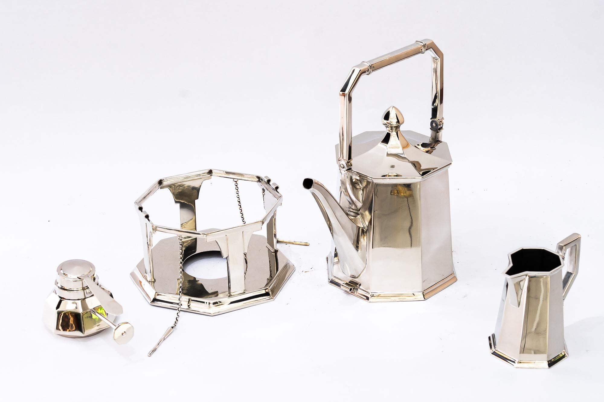 Art Deco Berndorf ( marked ) Alpaca water boiler set vienna around 1920s For Sale 3