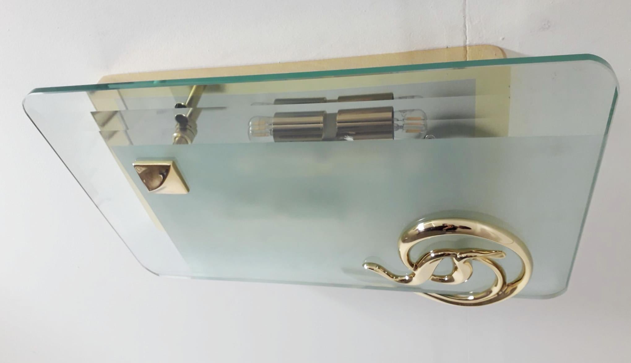 Glass Art Deco Beveled Sconces / Flushmounts by Fratelli Martini For Sale