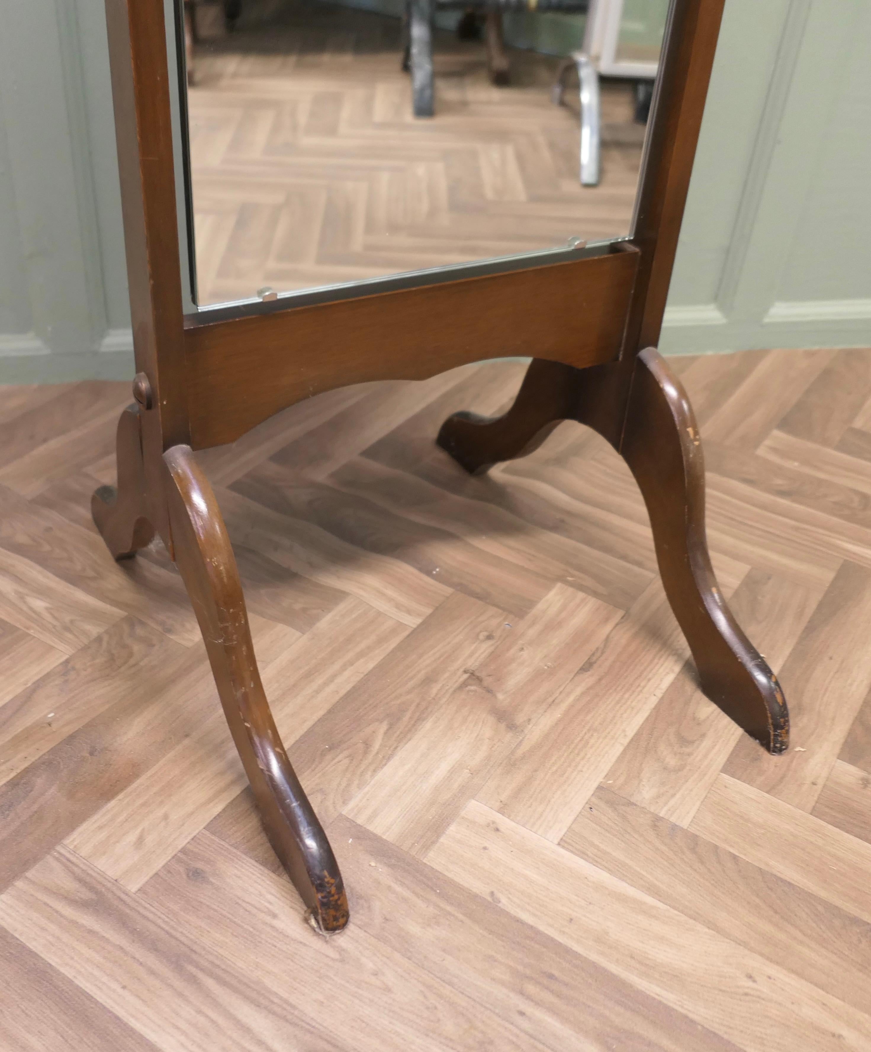 Mid-20th Century Art Deco Bevelled Top Cheval Mirror  The Mirror has an Arch shaped top For Sale