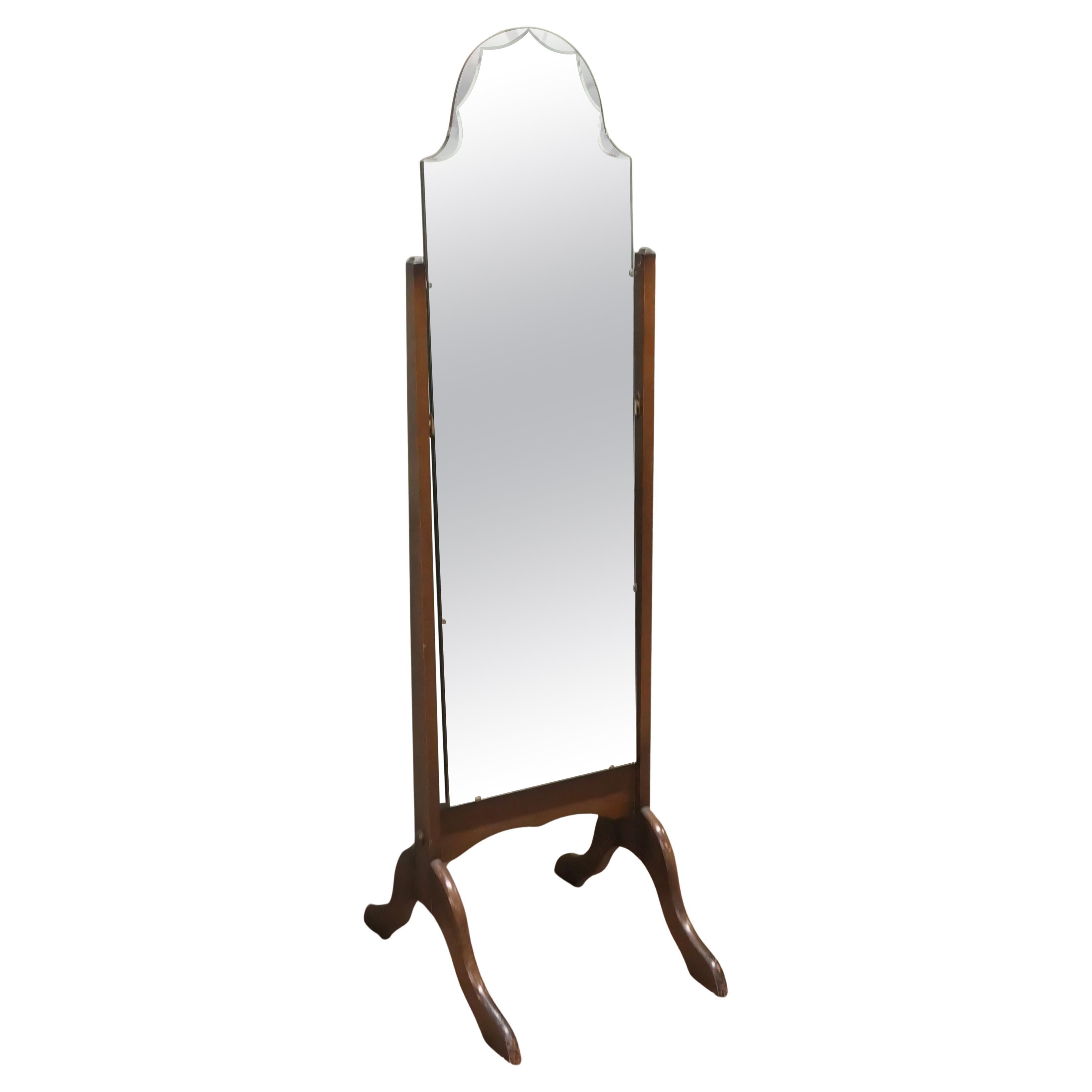 Art Deco Bevelled Top Cheval Mirror  The Mirror has an Arch shaped top For Sale