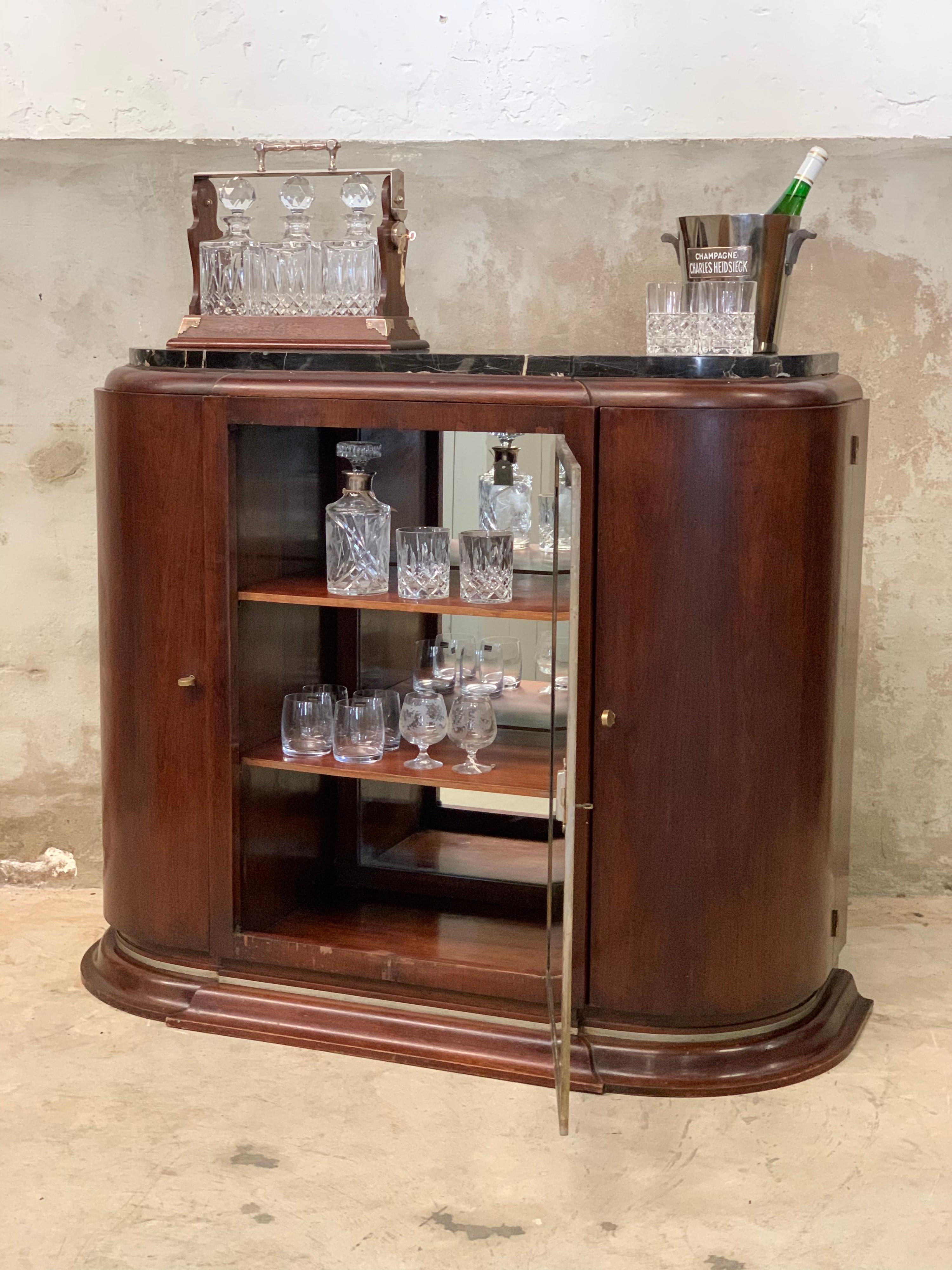 Art Deco Beverage Cabinet, Portoro Marble Top, Liquor Cabinet, 1920, Dry Bar 2