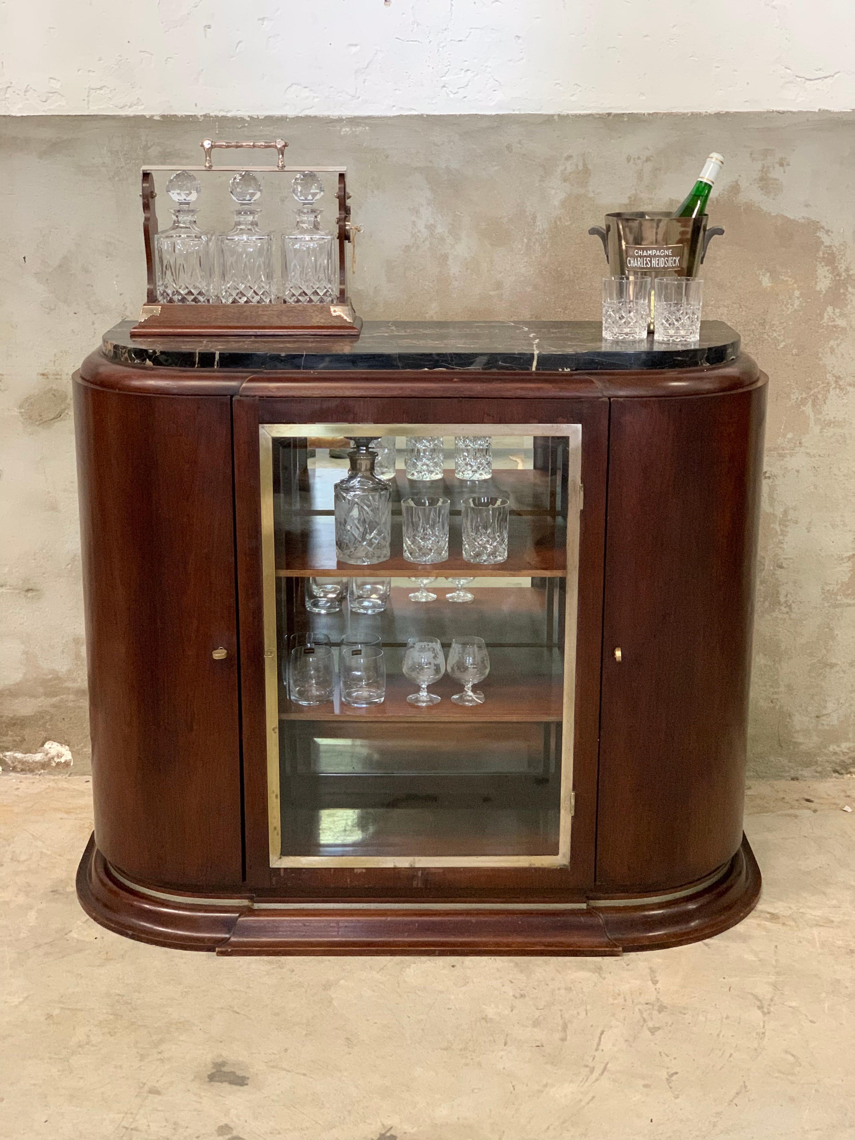 Art Deco Beverage Cabinet, Portoro Marble Top, Liquor Cabinet, 1920, Dry Bar 6