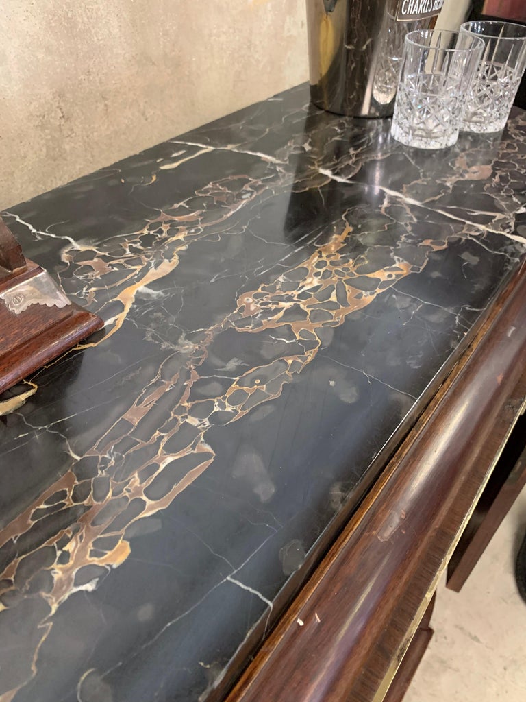 Art Deco Beverage Portoro Marble Top, Liquor 1920