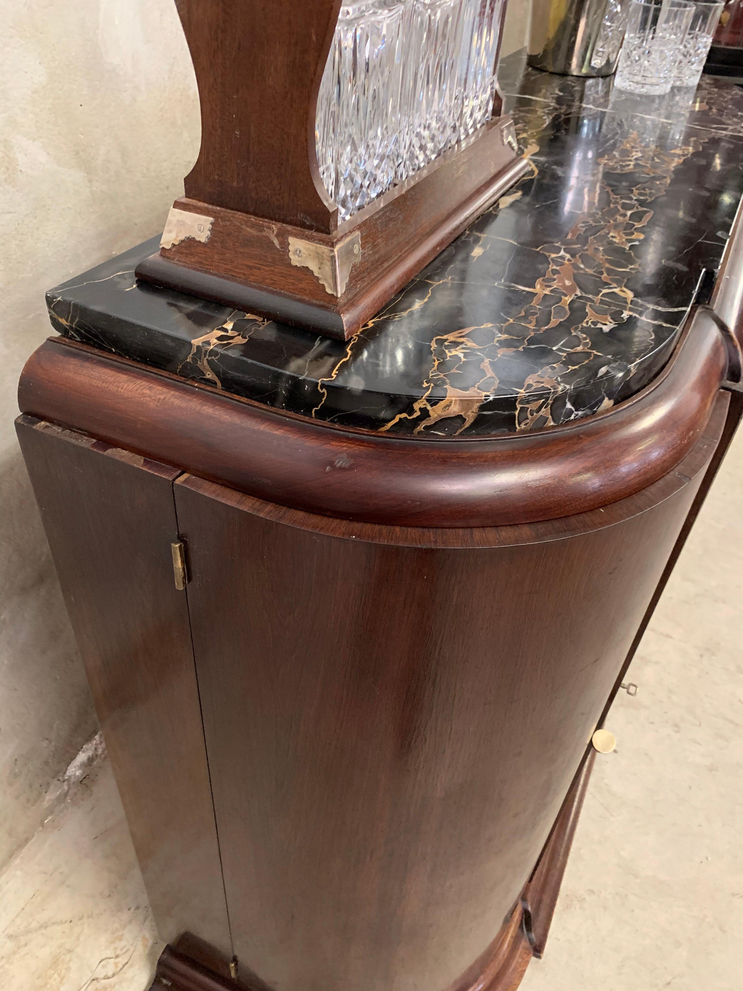 Art Deco Beverage Portoro Marble Top, Liquor 1920