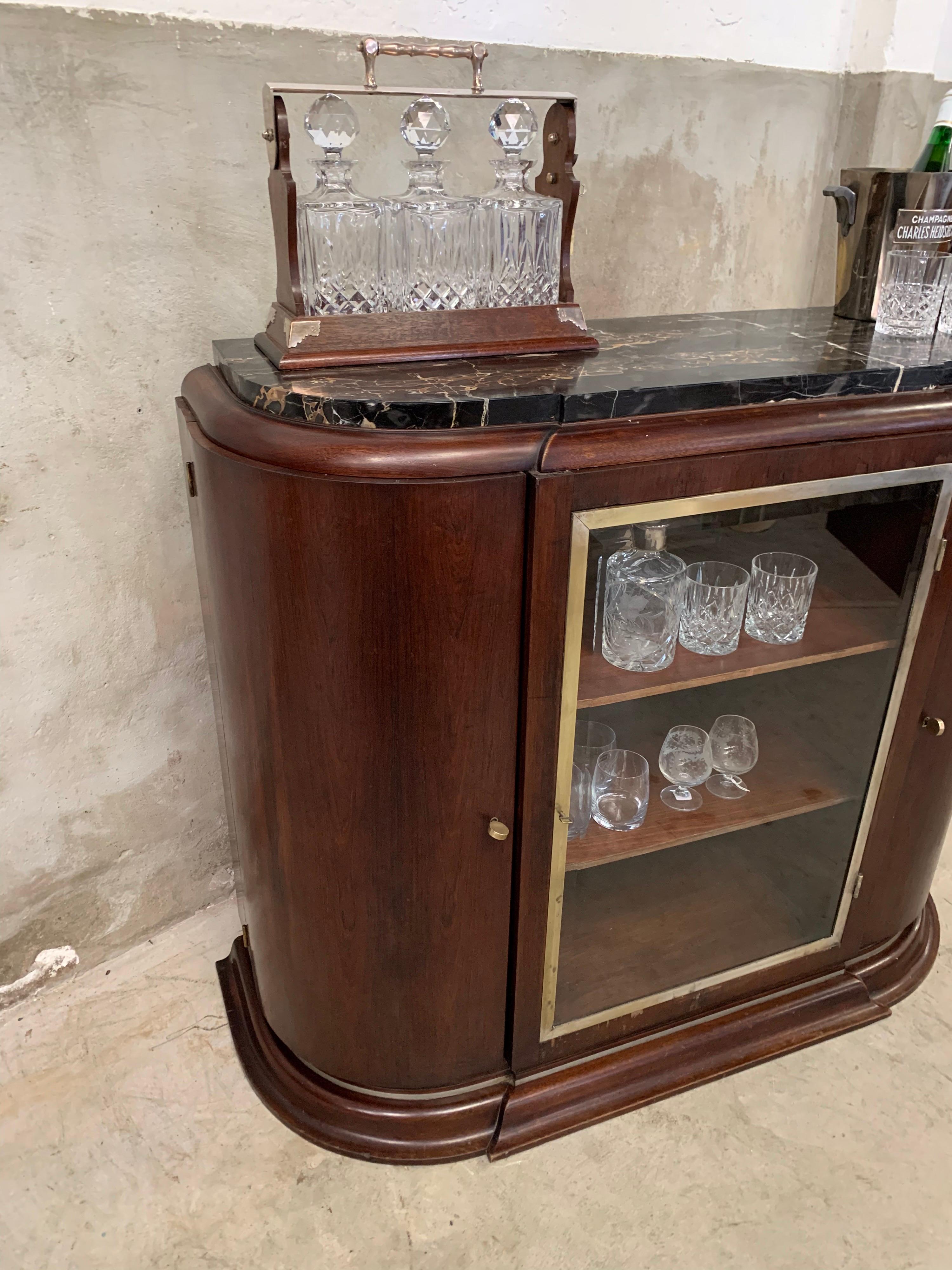 Art Deco Beverage Portoro Marble Top, Liquor 1920