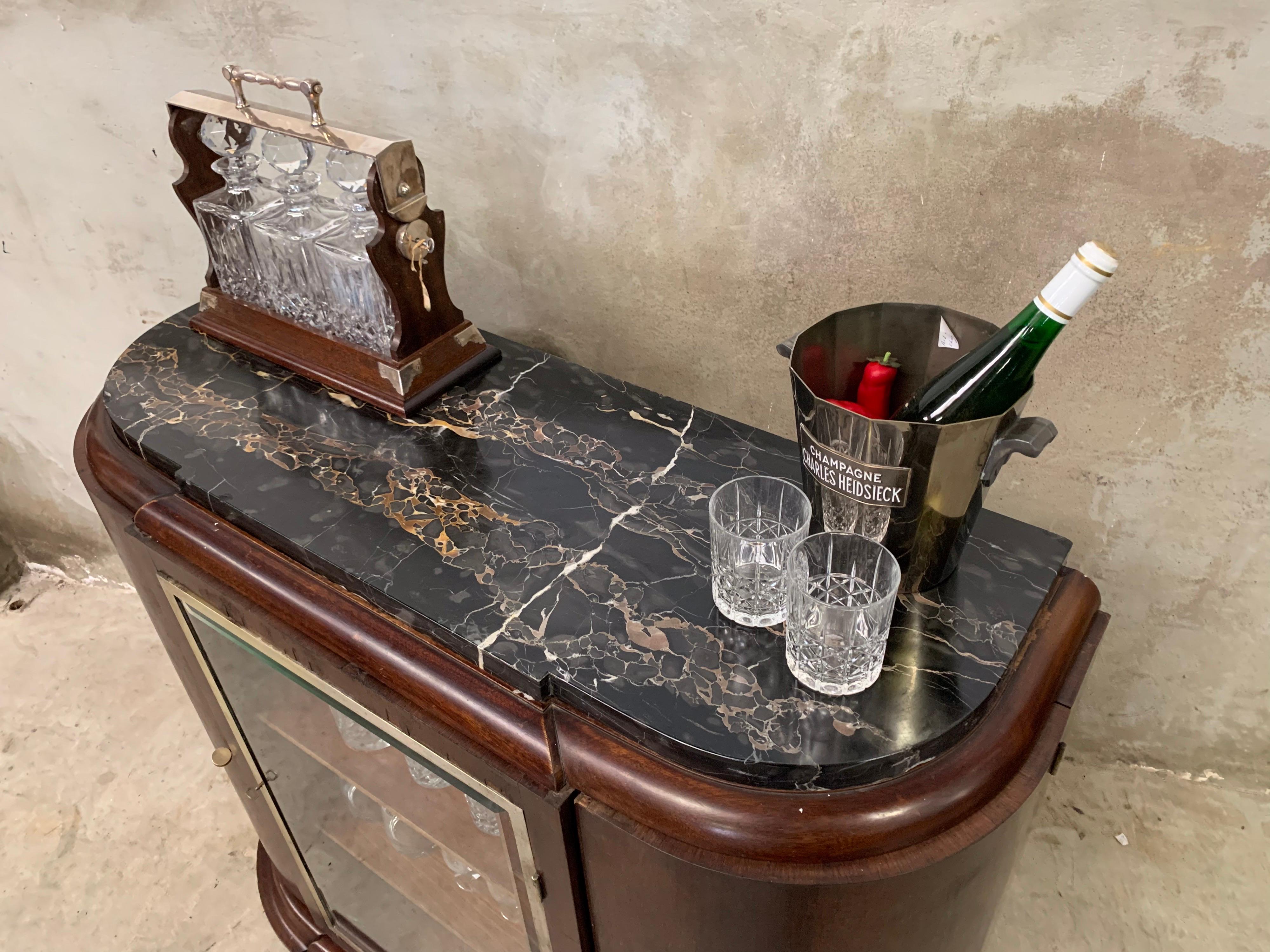 Art Deco Beverage Portoro Marble Top, Liquor 1920