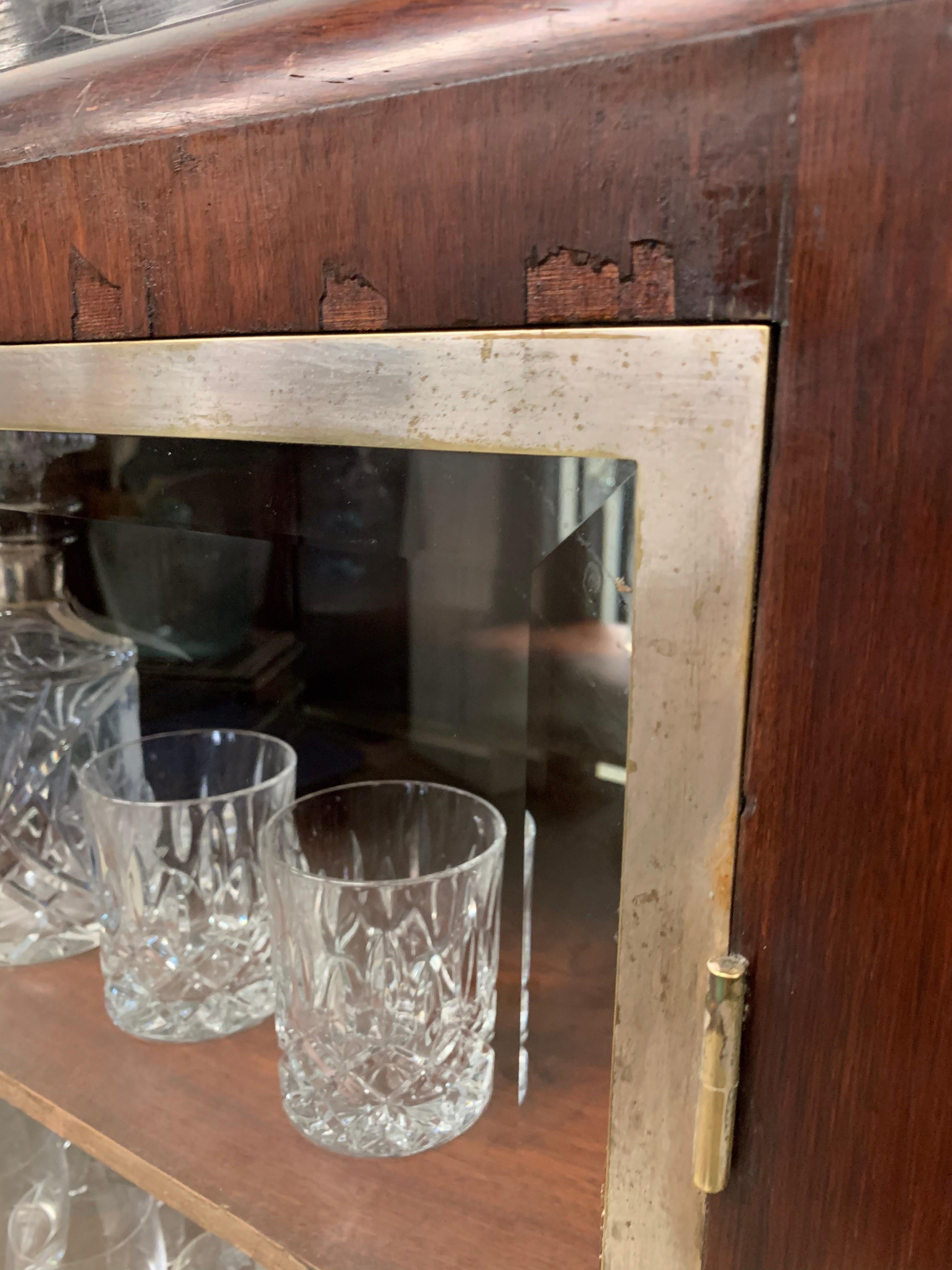 French Art Deco Beverage Cabinet, Portoro Marble Top, Liquor Cabinet, 1920, Dry Bar