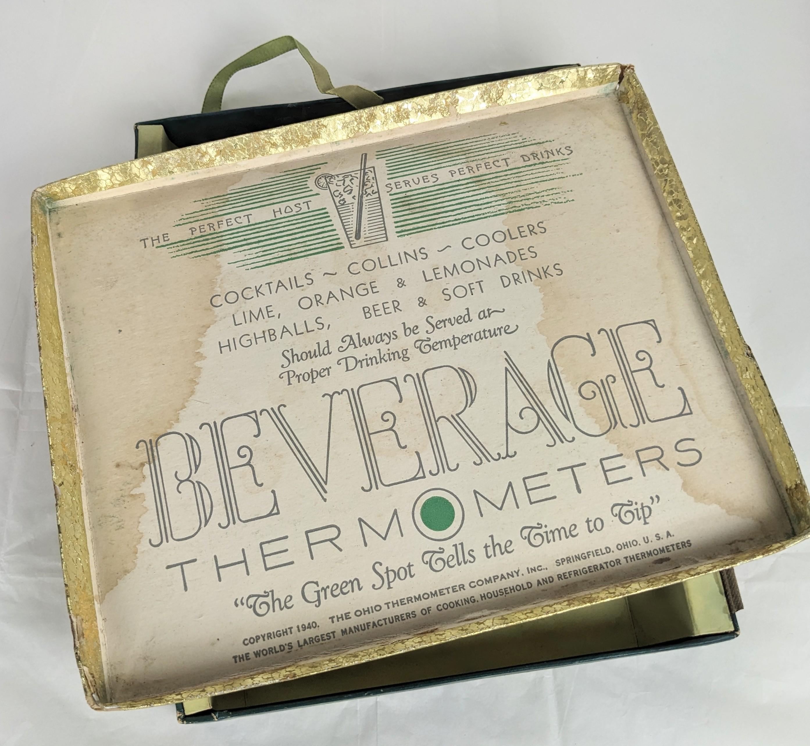 Art Deco Beverage Novelty Thermometer Getränkehalter mit Trinkgläsern im Zustand „Gut“ im Angebot in Riverdale, NY