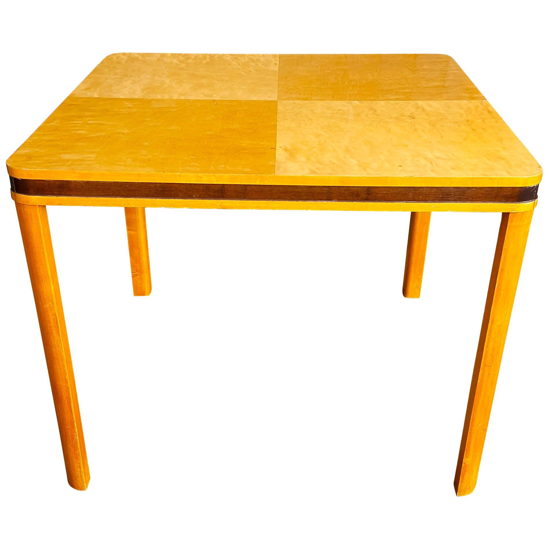 Art Deco Biedermeier Swedish Square Gaming Dining Table, Early 20th Century