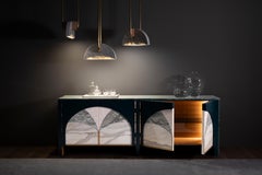 Aparador Art Decó de Mármol Biloba, Mueble de Cóctel, Hecho a Mano Portugal Greenapple