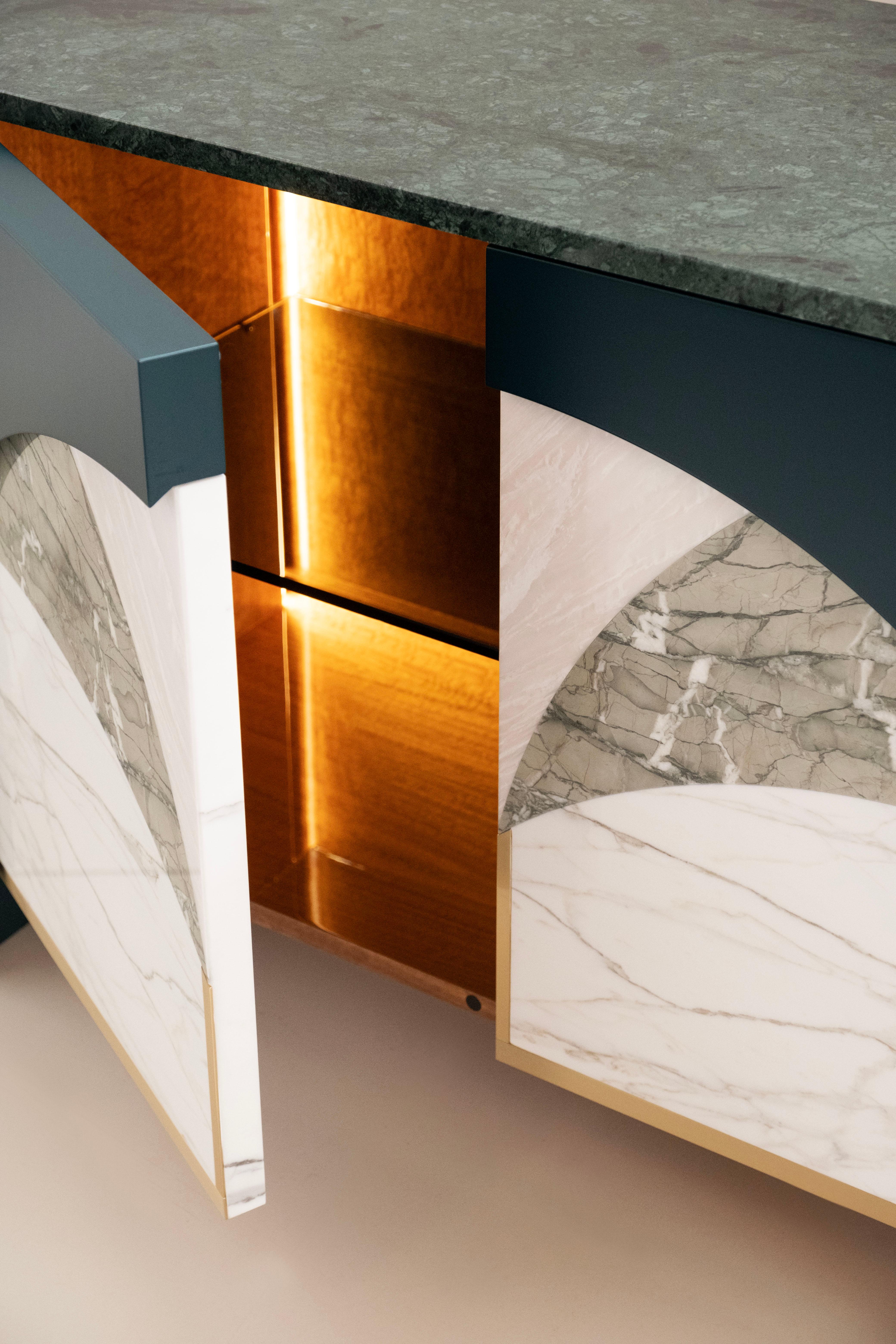 Aparador Art Decó de Mármol Biloba, Mueble de Cóctel, Hecho a Mano Portugal Greenapple en venta 9