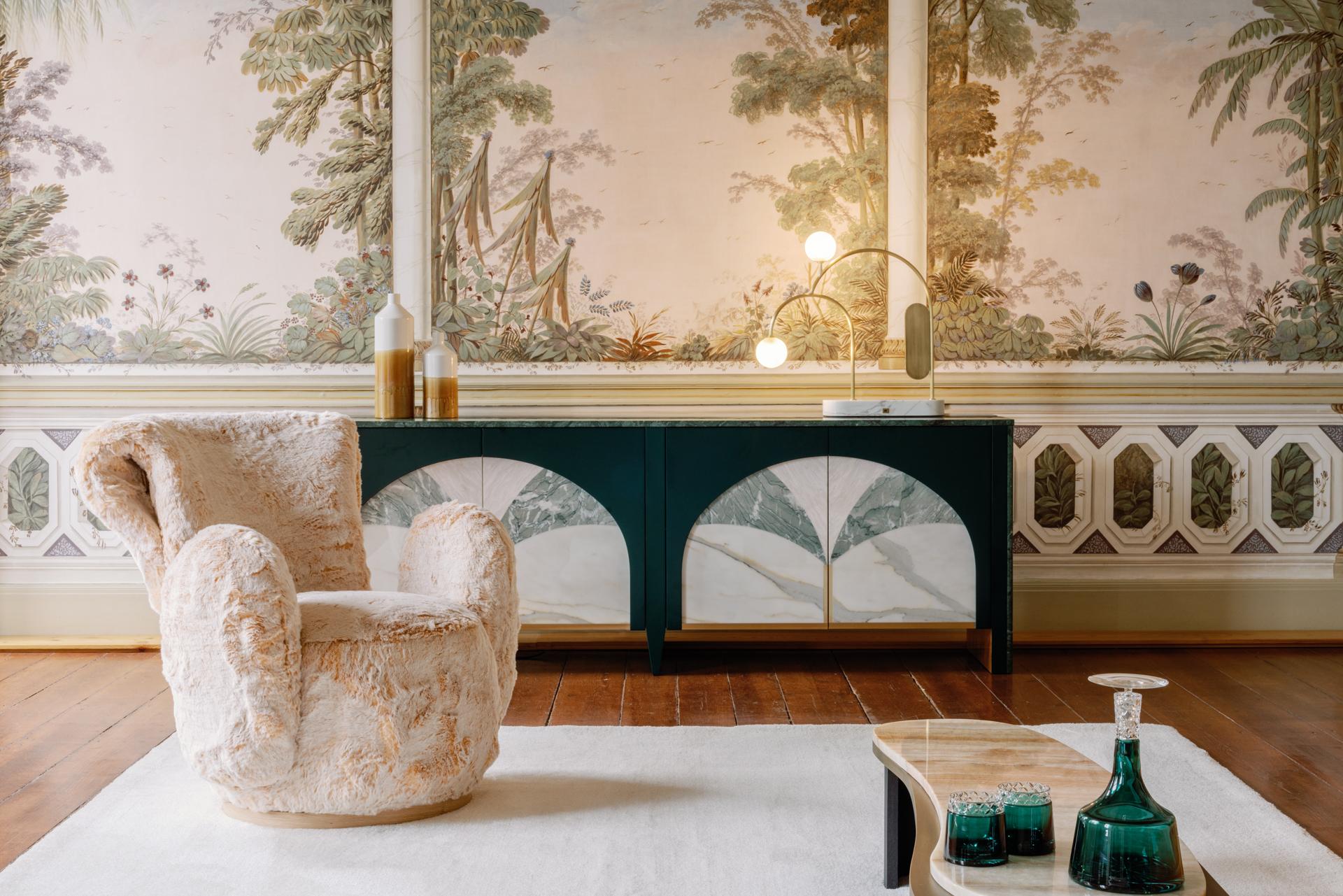 Aparador Art Decó de Mármol Biloba, Mueble de Cóctel, Hecho a Mano Portugal Greenapple en venta 1