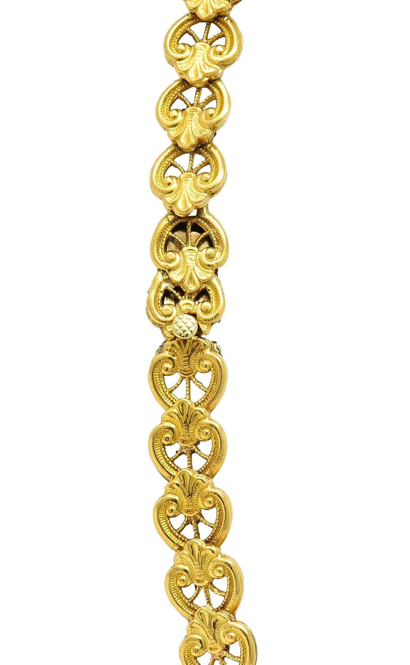 Art Deco Bippart & Co. Citrine 14 Karat Yellow Gold Antique Lotus Drop Necklace For Sale 4