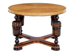 Art Deco birch and elm circular coffee table