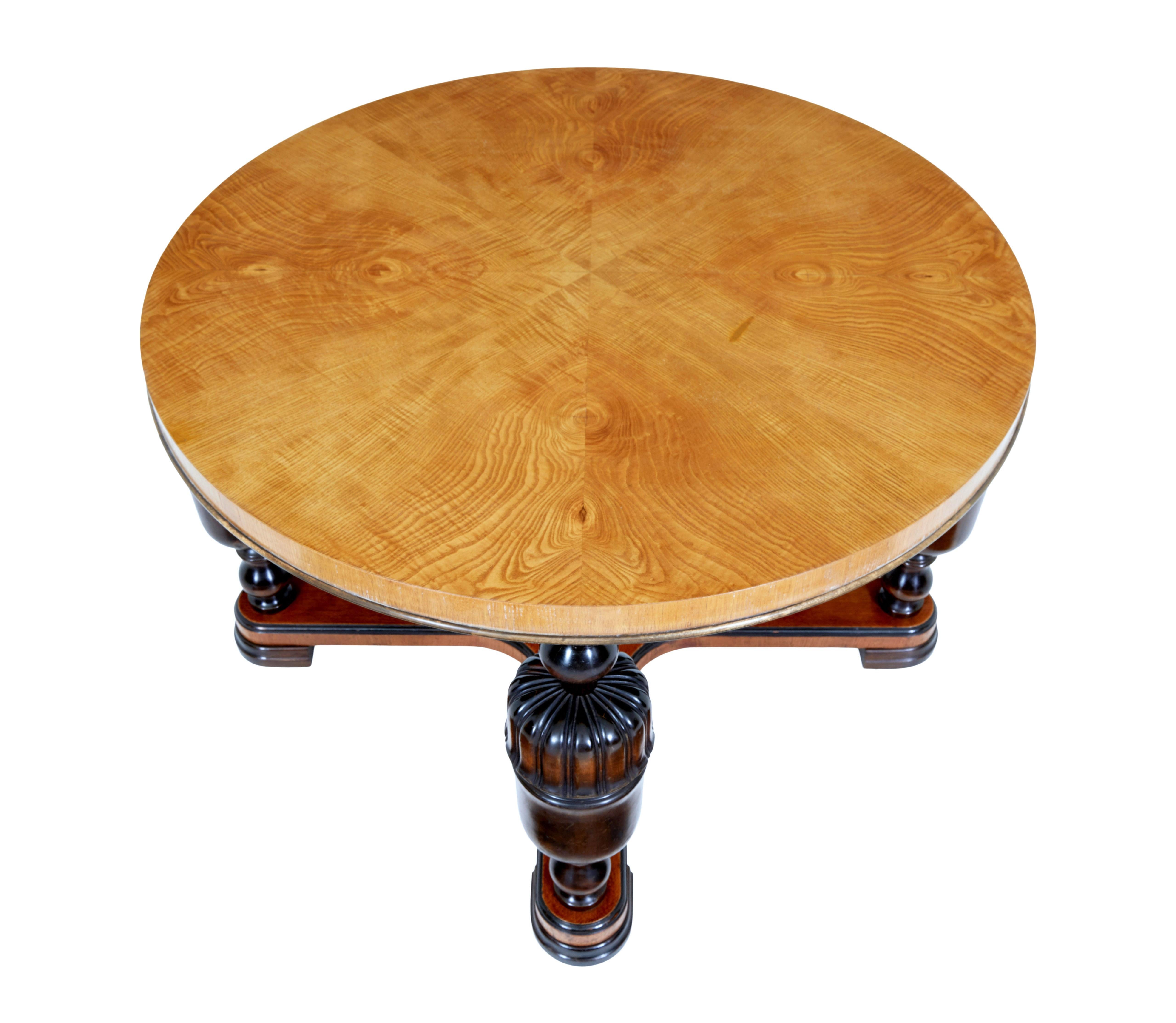 Swedish Art Deco Birch and Elm Circular Coffee Table For Sale