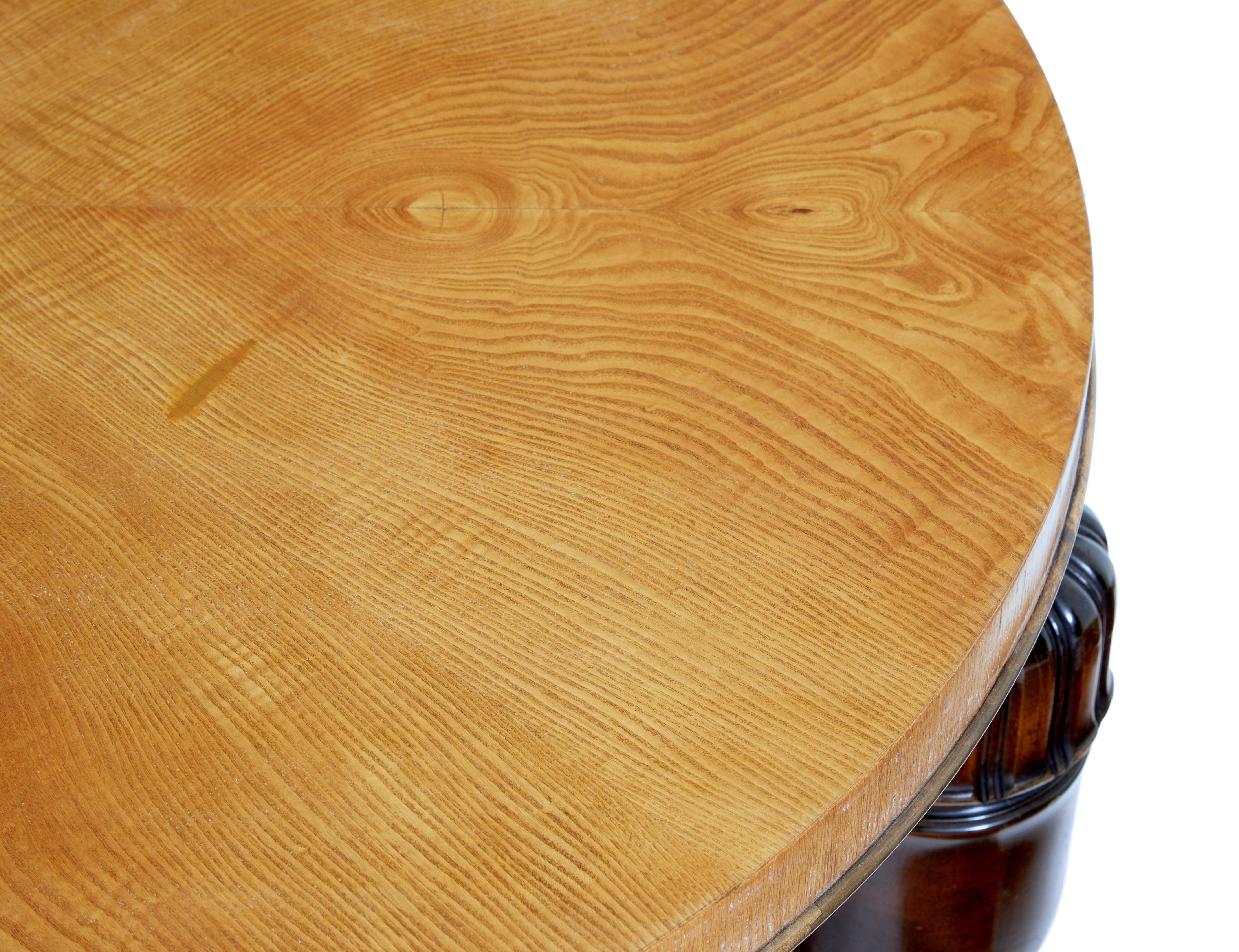 Hand-Crafted Art Deco Birch and Elm Circular Coffee Table For Sale