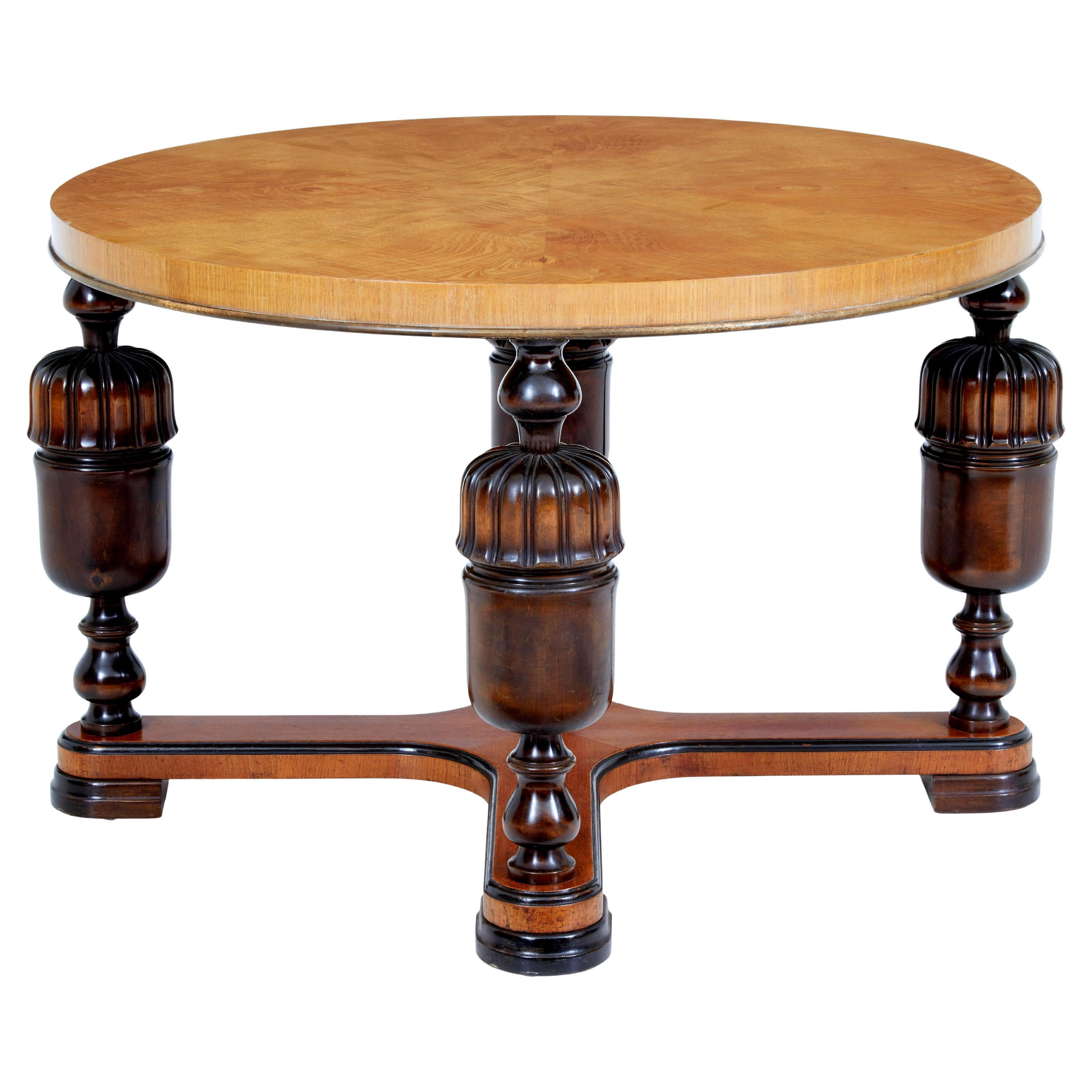 Runder Couchtisch aus Birke und Ulme im Art-Deco-Stil