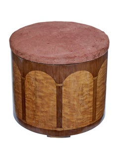 Art Deco Birch and Walnut Stool with Fitted Interior