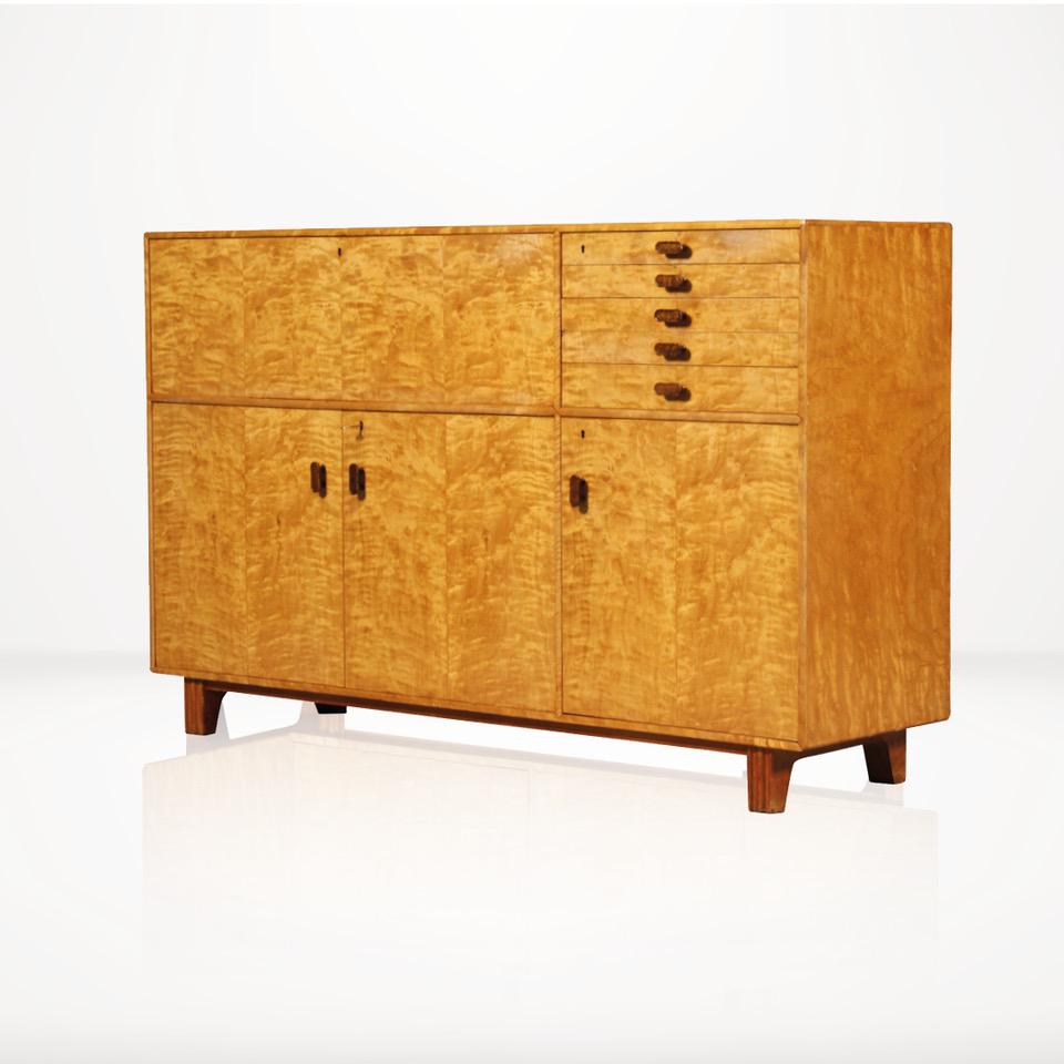 Swedish Art Deco Birch Veneered Cabinet Designed by Axel Laarson For Sale
