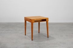 Art Deco Birch‑Veneered Side Table with Drawer, France, 1920s