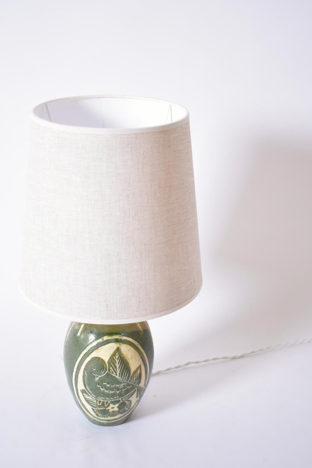 Art Deco bird ceramic lamp, 1930s In Excellent Condition For Sale In Lisboa, PT
