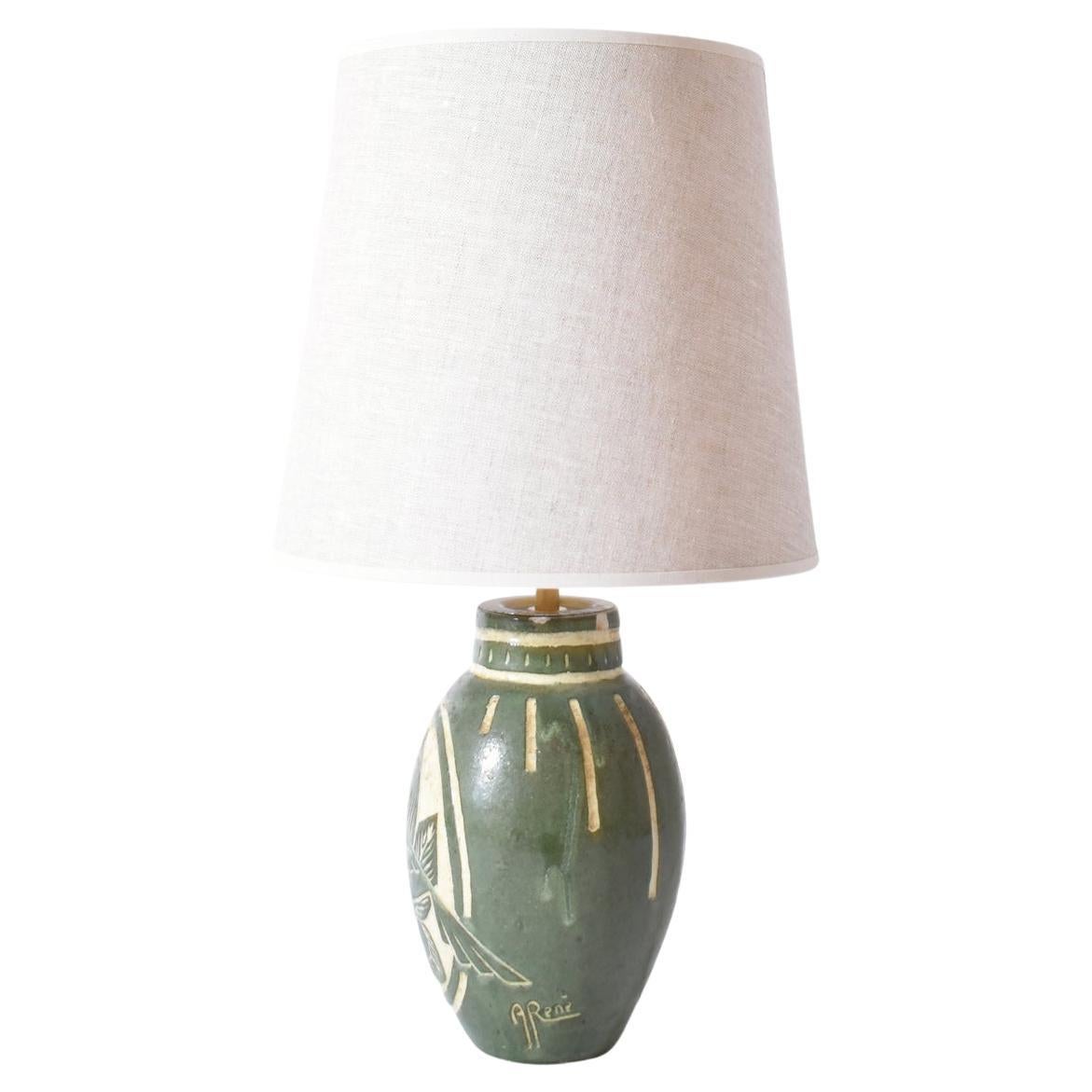 Art Deco bird ceramic lamp, 1930s