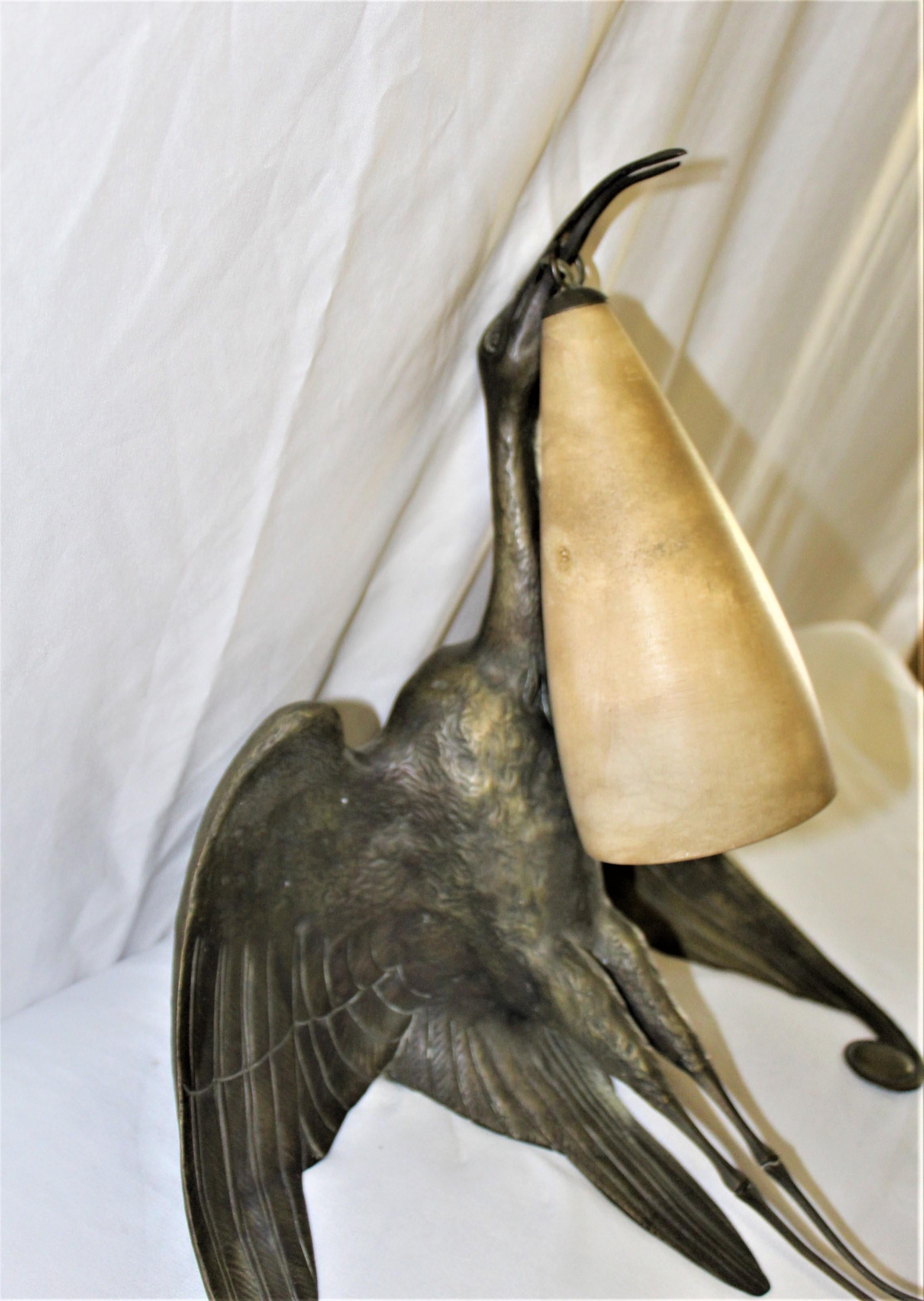 French Art Deco Bird Sconce Bronze and Alabaster after Albert Cheuret