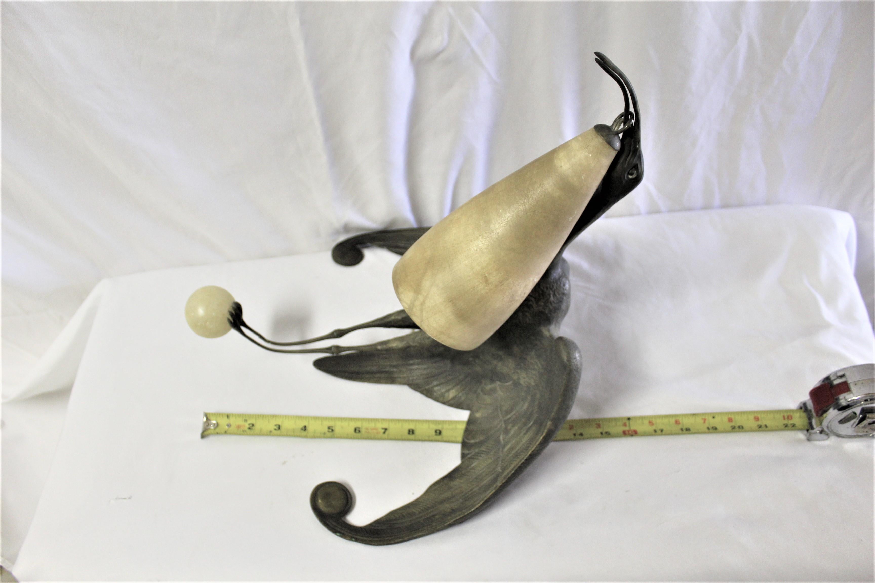 Mid-20th Century Art Deco Bird Sconce Bronze and Alabaster after Albert Cheuret