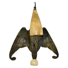 Vintage Art Deco Bird Sconce Bronze and Alabaster after Albert Cheuret