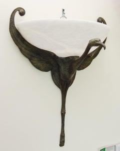 Art Deco Bird Sconces Alabaster and Cast Bronze Style of Albert Cheuret
